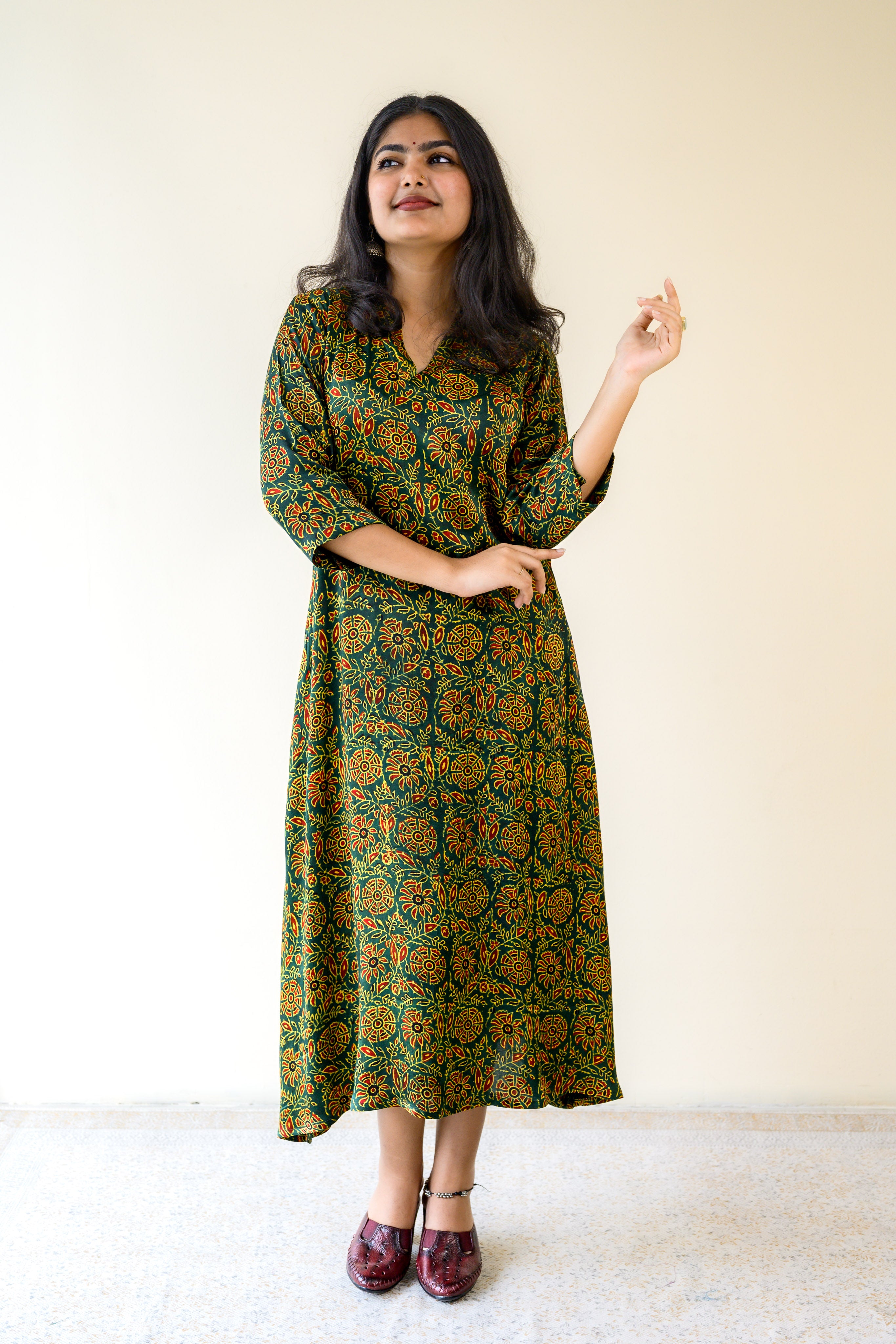 ajrakh silk dress Modal Silk Ajrakh 3 Pcs Suit Set, Organic Red Colour, Free Stitching,  Ethnic Dress