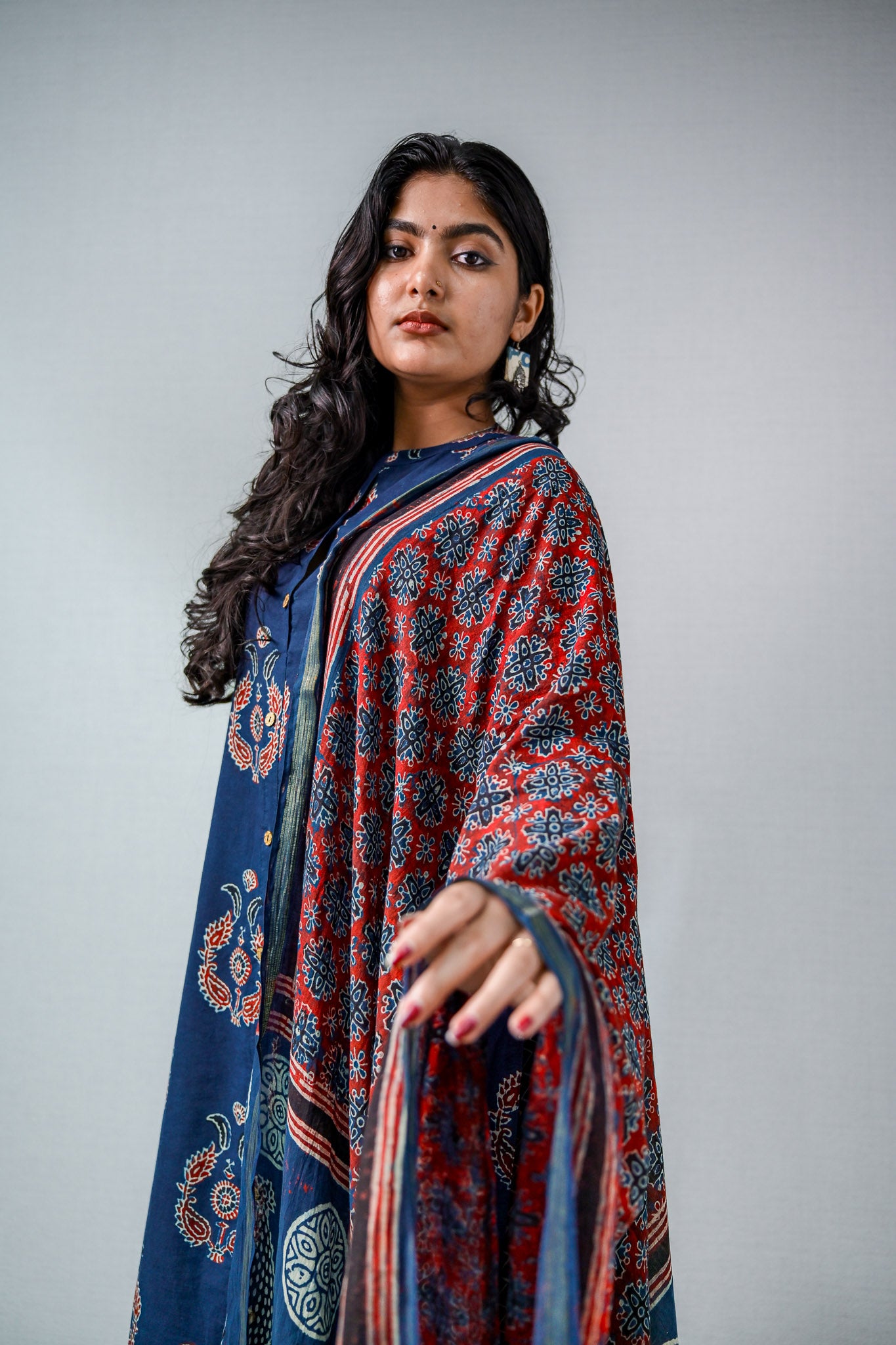 Pankhuri Indigo Ajrakh Straight Kurta