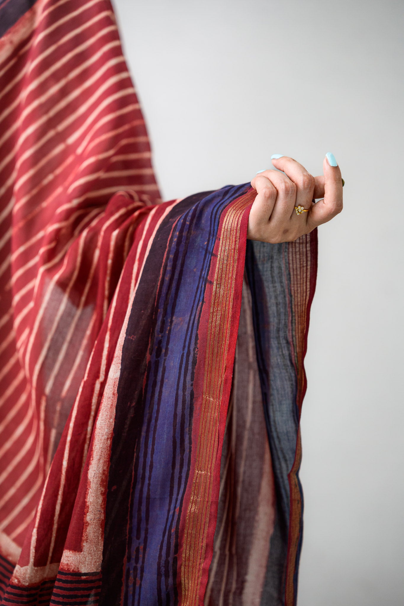 Lines and Angles Ajrakh Pure Cotton Dupatta