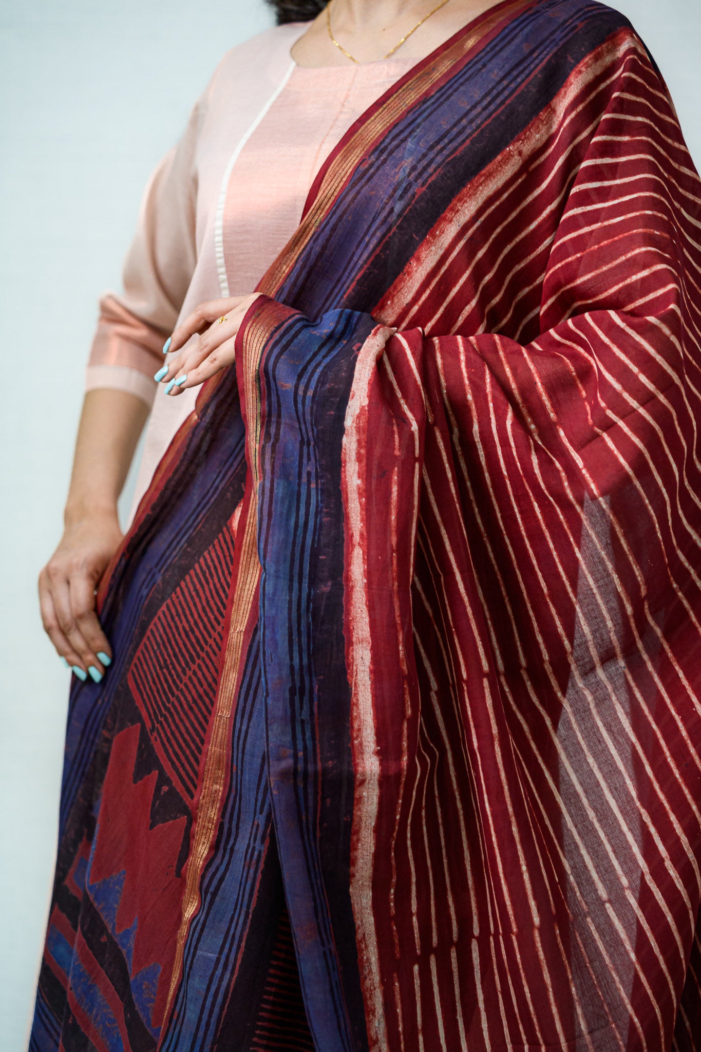 Lines and Angles Ajrakh Pure Cotton Dupatta