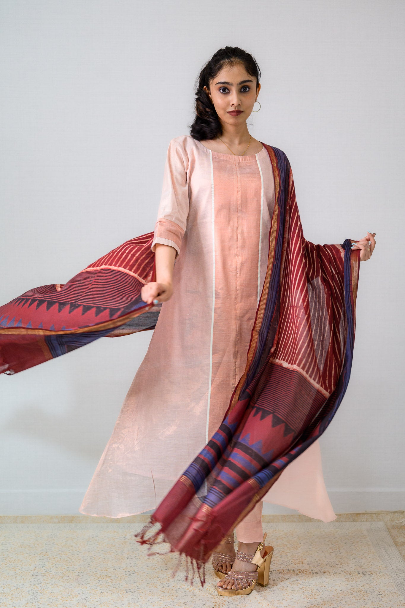 Lines and Angles Ajrakh Pure Cotton Dupatta