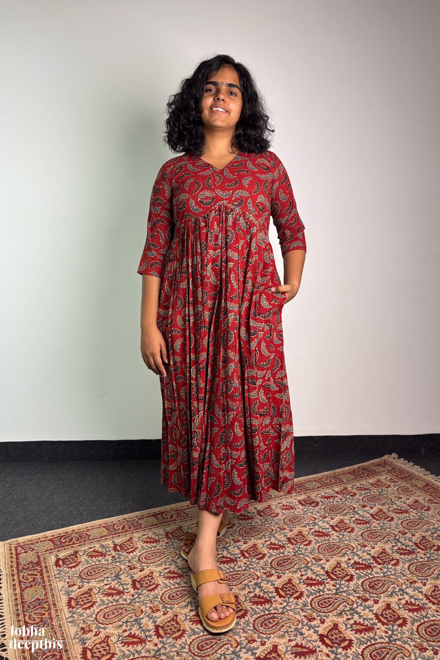 Ajrakh Neem Leaves Madder Alia Cut Kurta