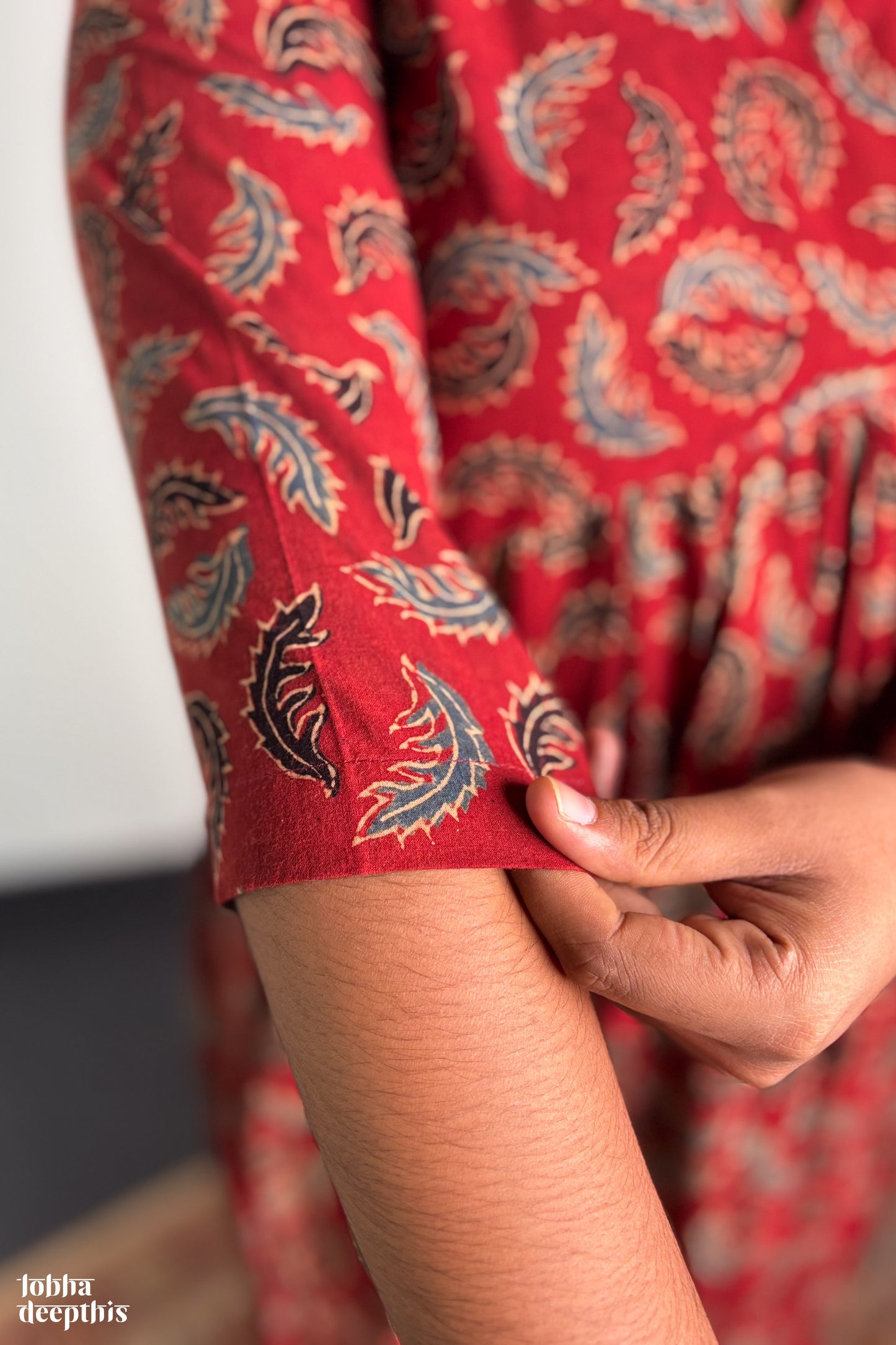 Ajrakh Neem Leaves Madder Alia Cut Kurta