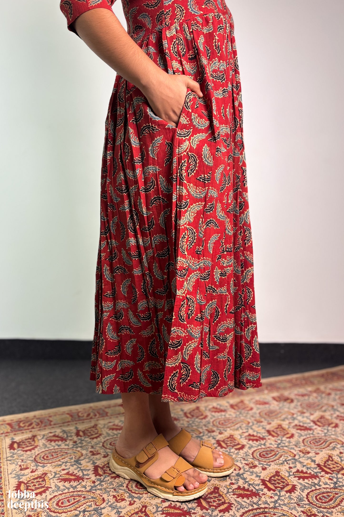 Ajrakh Neem Leaves Madder Alia Cut Kurta