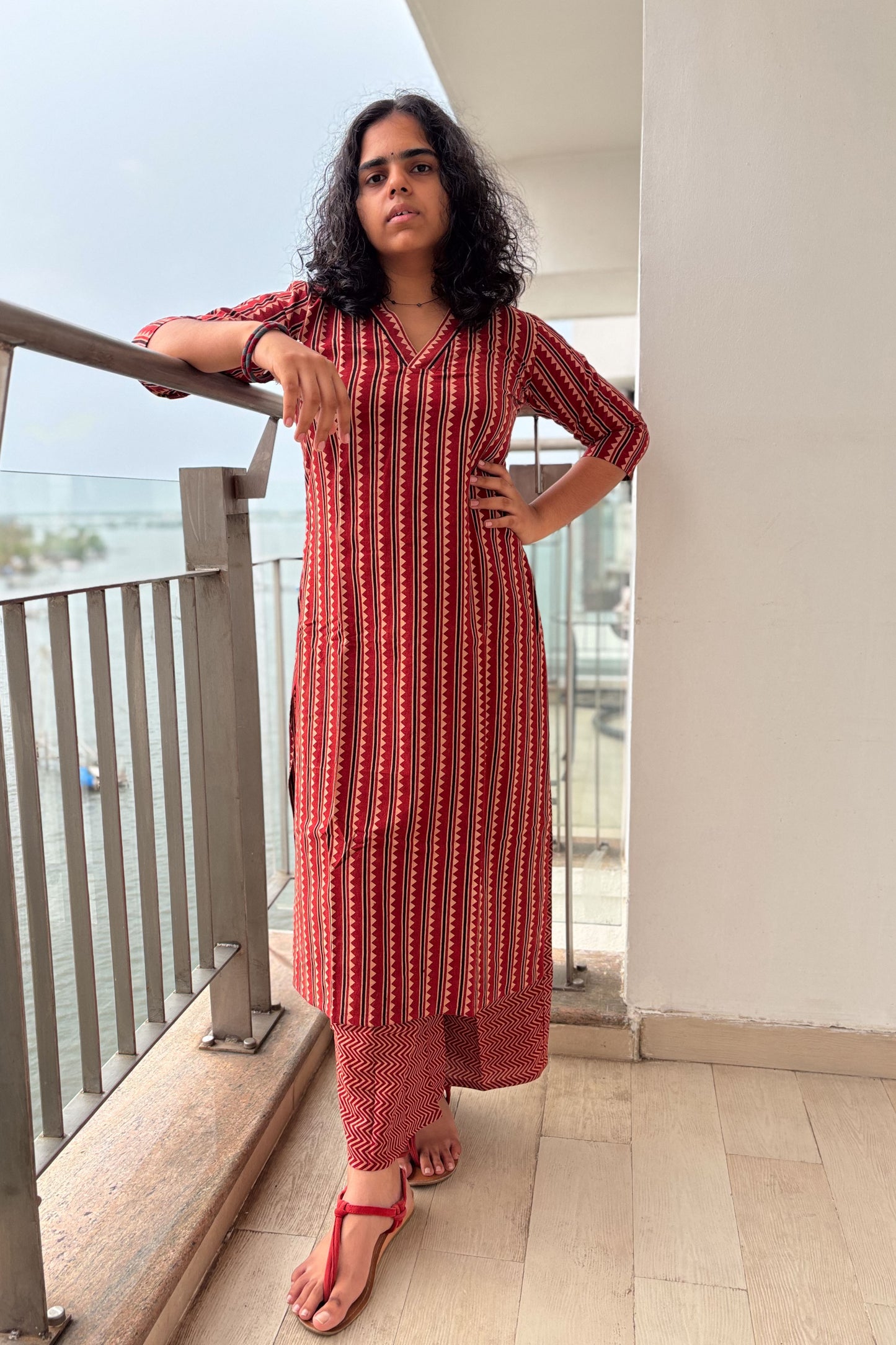 Varagini Madder Red Straight Cut Kurta