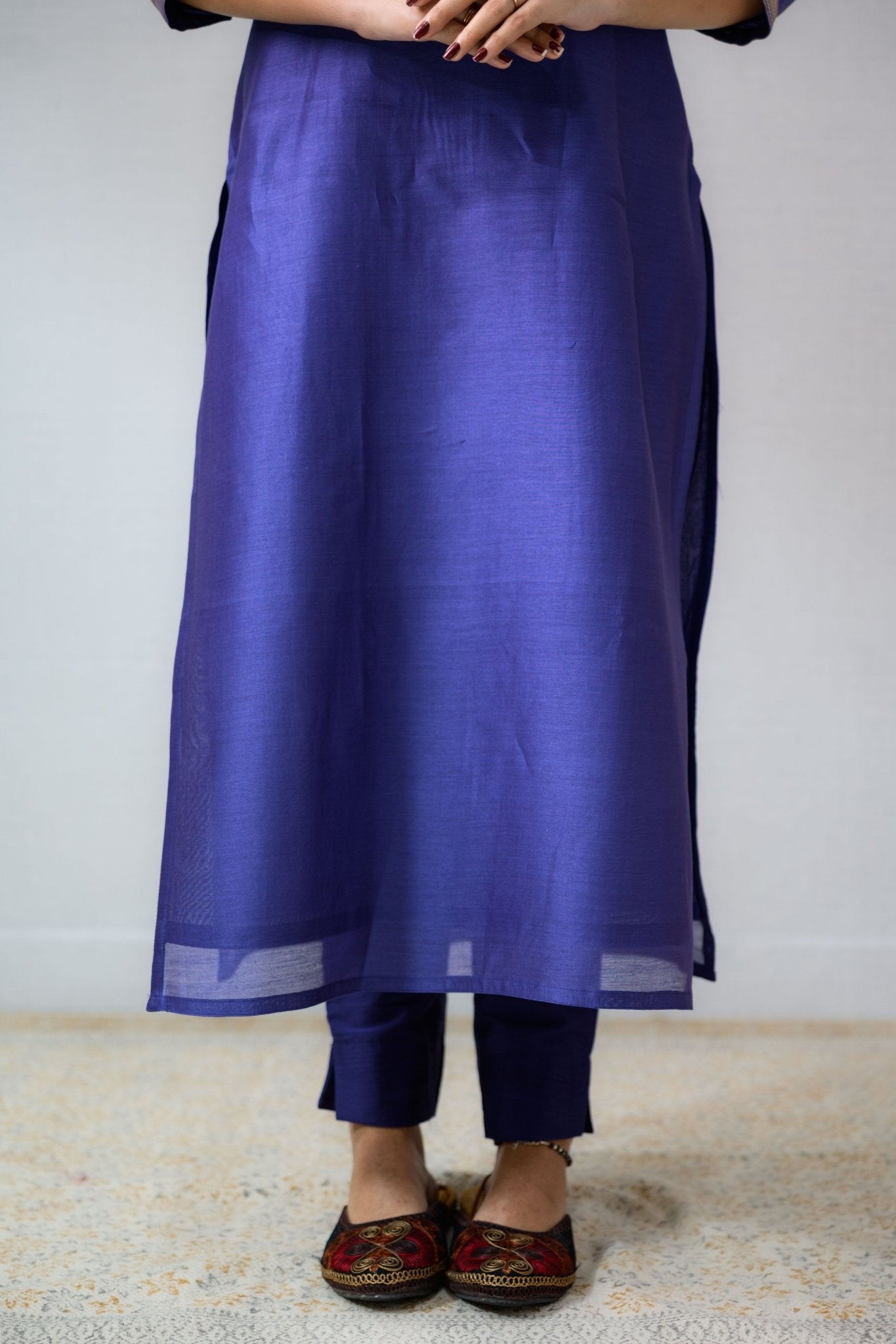 Blue Maheshwari Silk Kurta - Lobha Deepthis