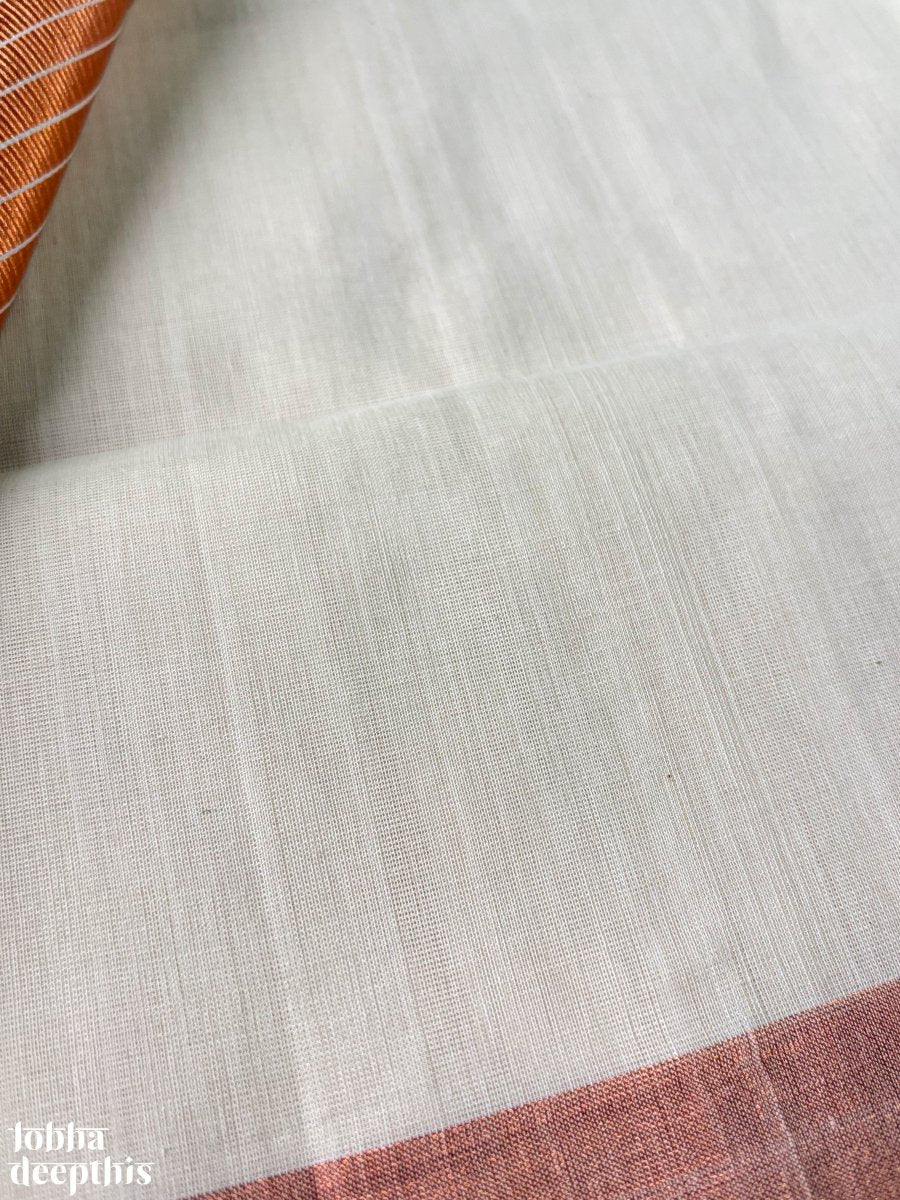 Copper Kasavu Balaramapuram Handloom Saree - Lobha Deepthis
