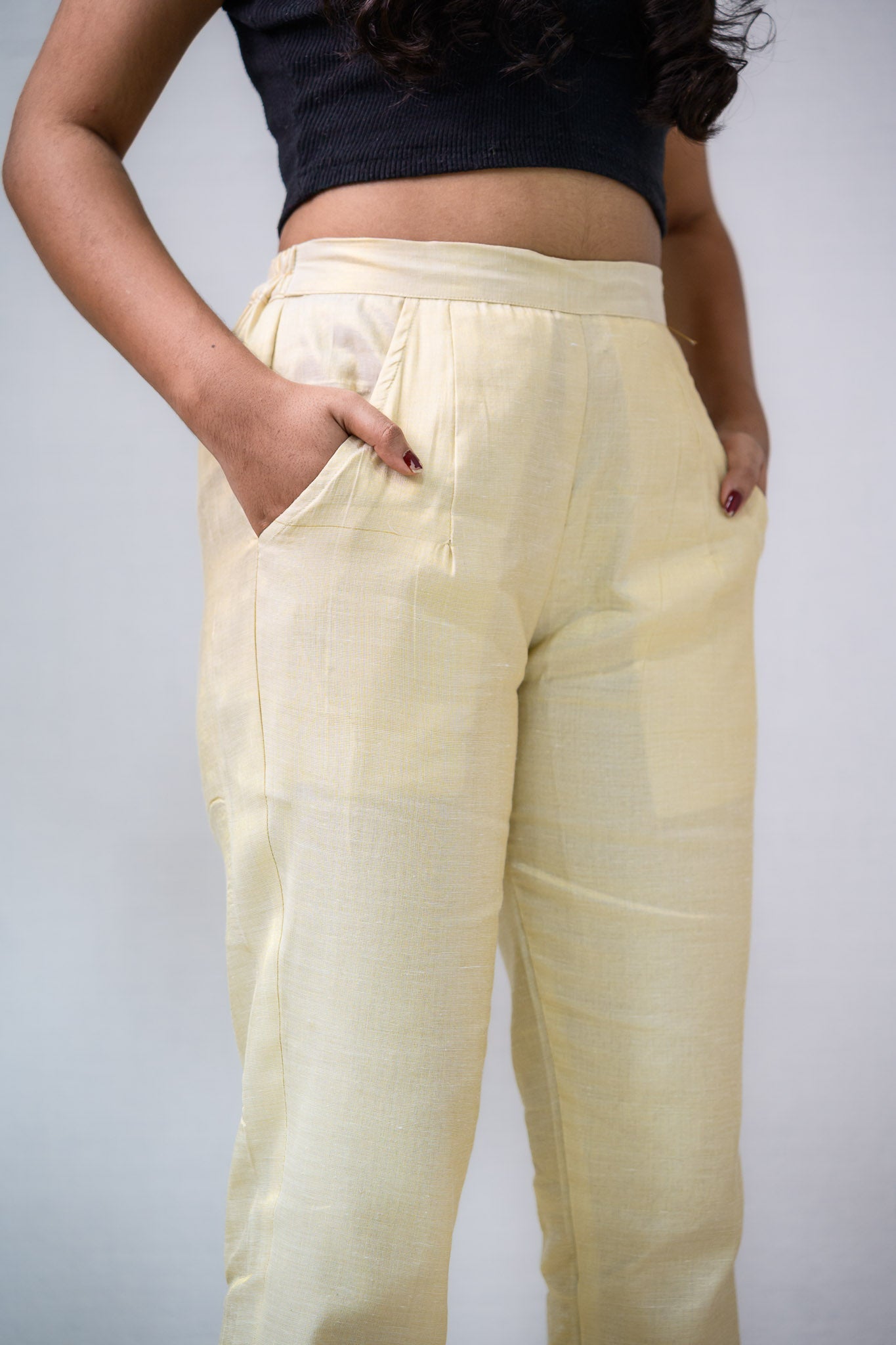 Golden Tissue Pencil Pants - Lobha Deepthis