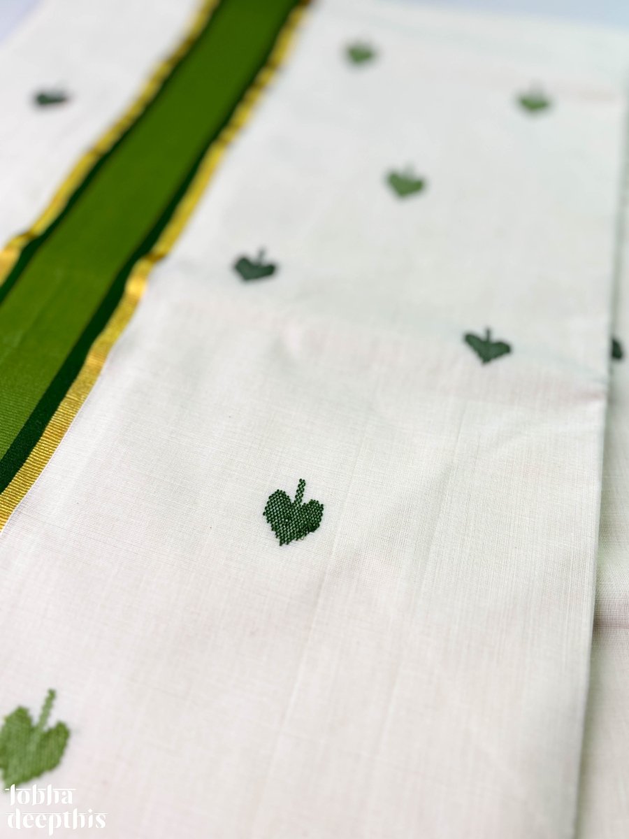 Green Kara and Butas Balaramapuram Handloom Saree - Lobha Deepthis