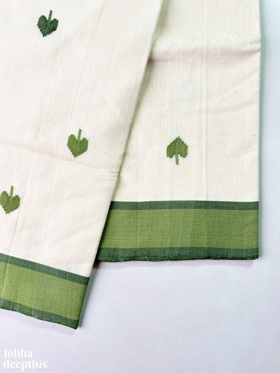 Green Kara and Butas Balaramapuram Handloom Saree - Lobha Deepthis