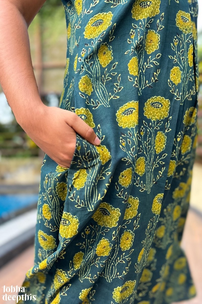 Hara Gulabo Ajrakh Dress - Lobha Deepthis