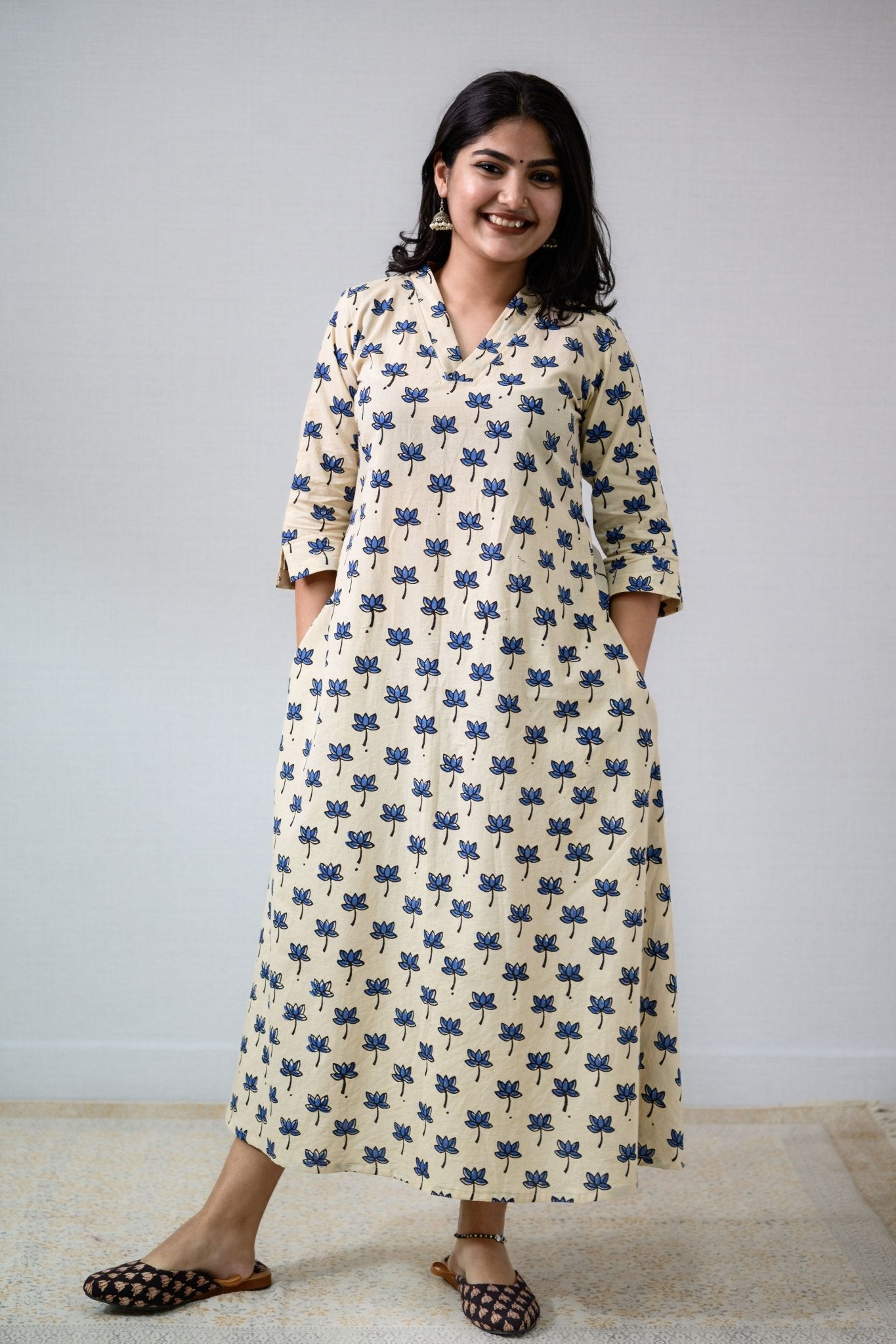 Indigo Tamara Ivory Aline Dress - Lobha Deepthis