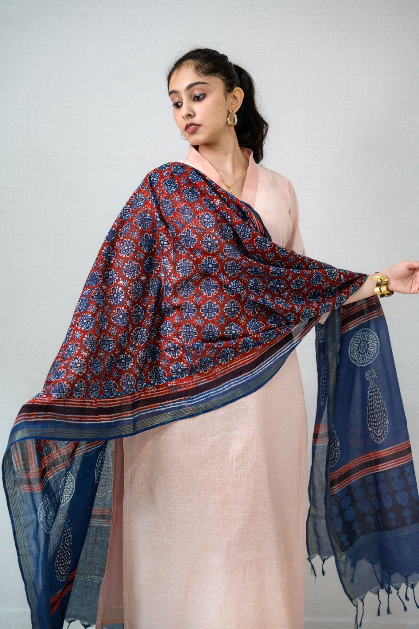 Kasavu Elegance Copper Tissue Straight Kurta - Lobha Deepthis