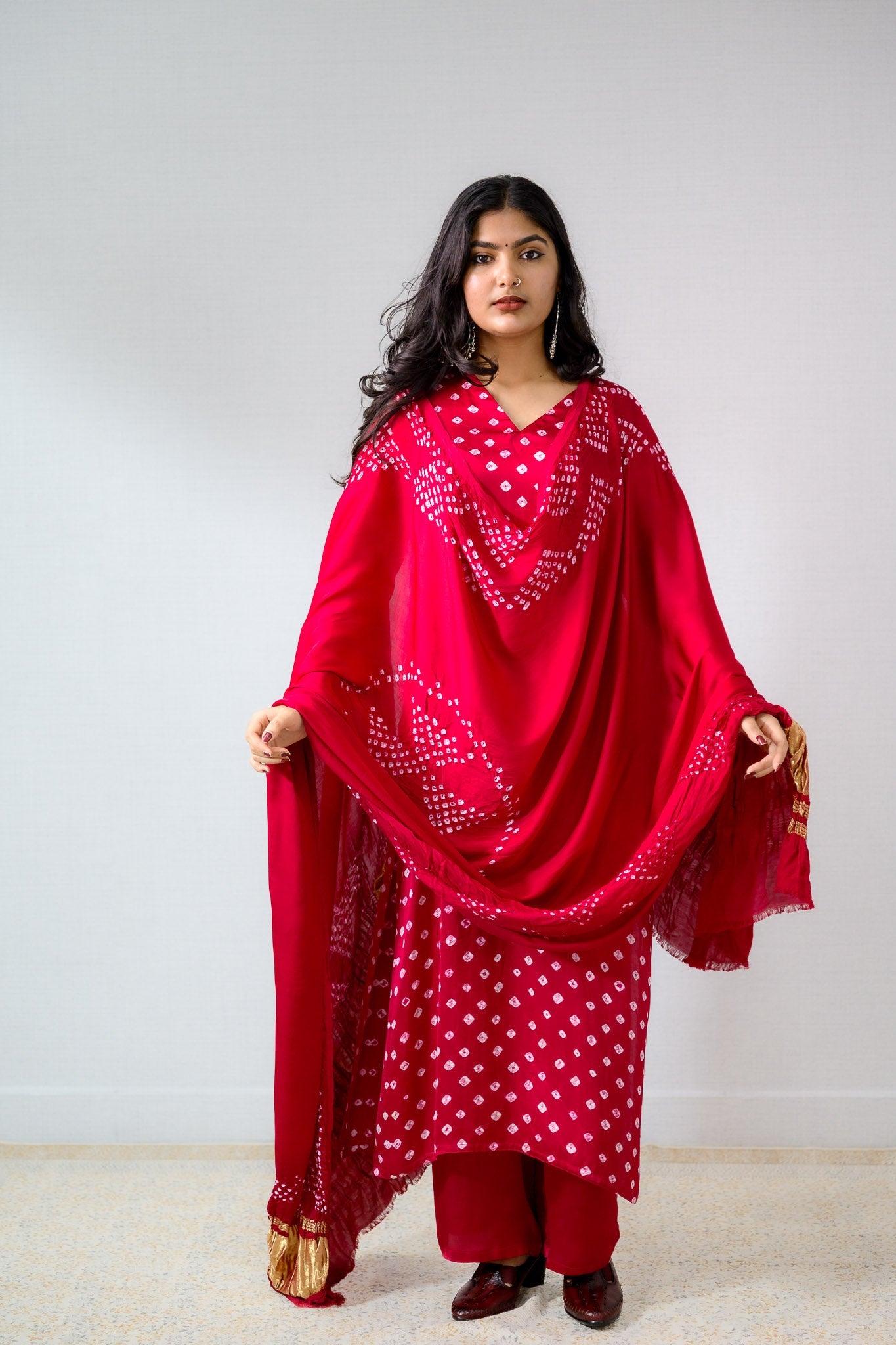 Pink Rani Modal Bandhani Dupatta - Lobha Deepthis