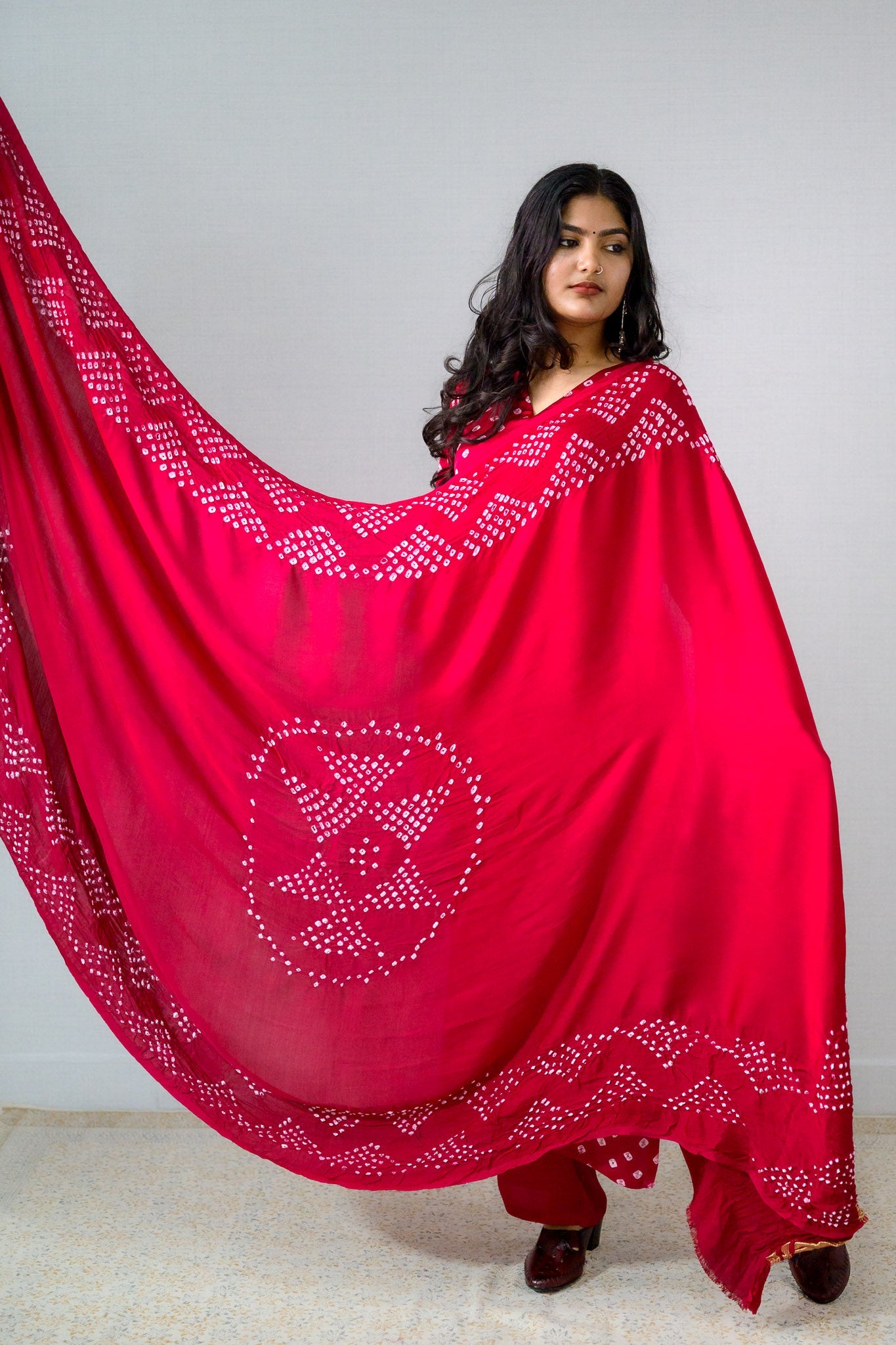 Pink Rani Modal Bandhani Dupatta - Lobha Deepthis