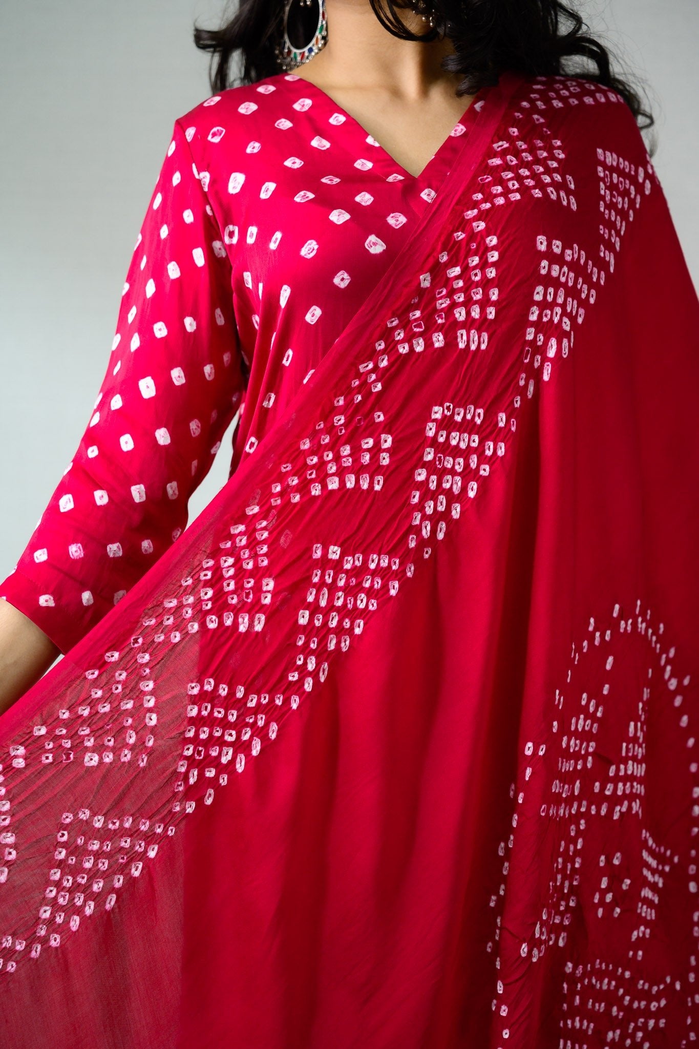 Pink Rani Modal Bandhani Dupatta - Lobha Deepthis