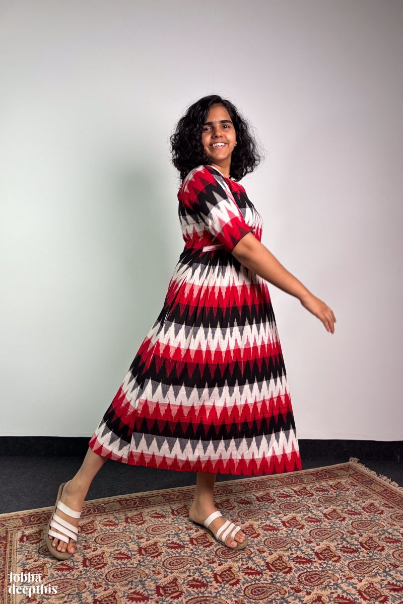Sindoor & Shadows Ikkat Dress - Lobha Deepthis