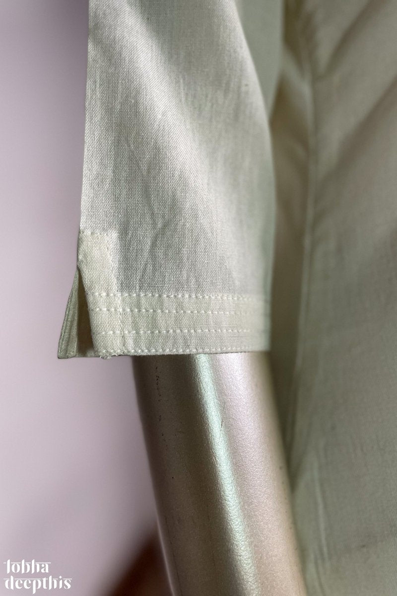Off White Cotton Flex Round Neck Kurta - Lobha Deepthis