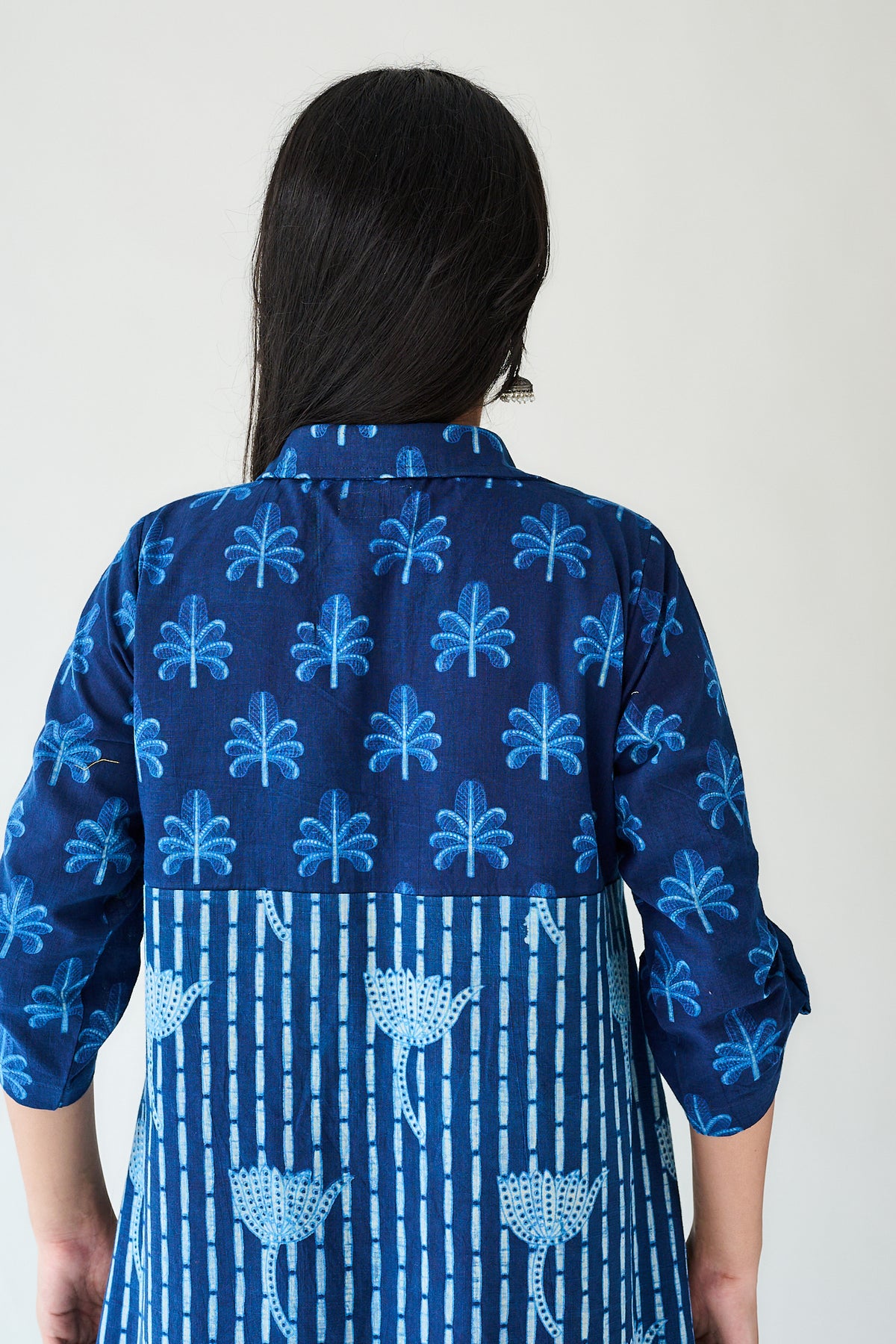 Zuleika Indigo Ajrakh Shirt Collar Dress