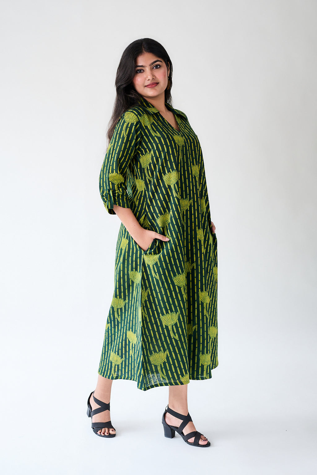 Zuleika Ajrakh Shirt Collar Dress