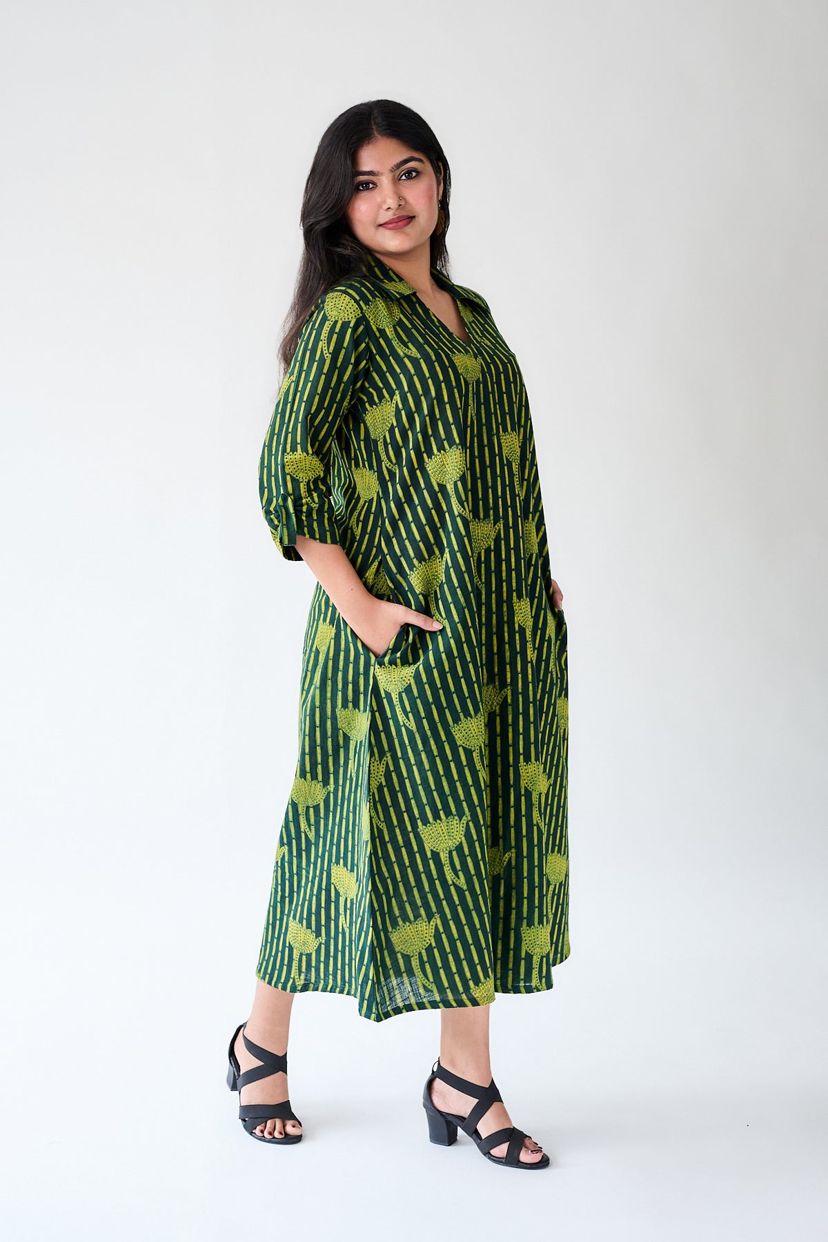 Zuleika Ajrakh Shirt Collar Dress
