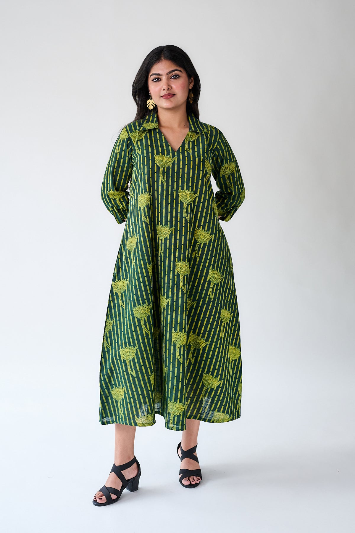 Zuleika Ajrakh Shirt Collar Dress