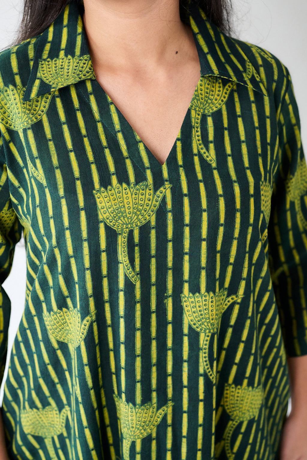 Zuleika Ajrakh Shirt Collar Dress