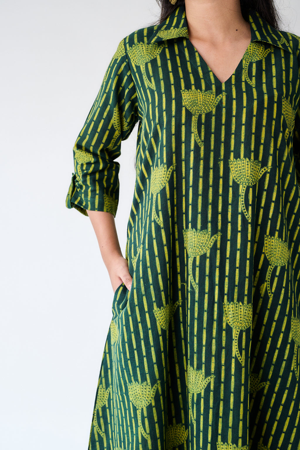 Zuleika Ajrakh Shirt Collar Dress