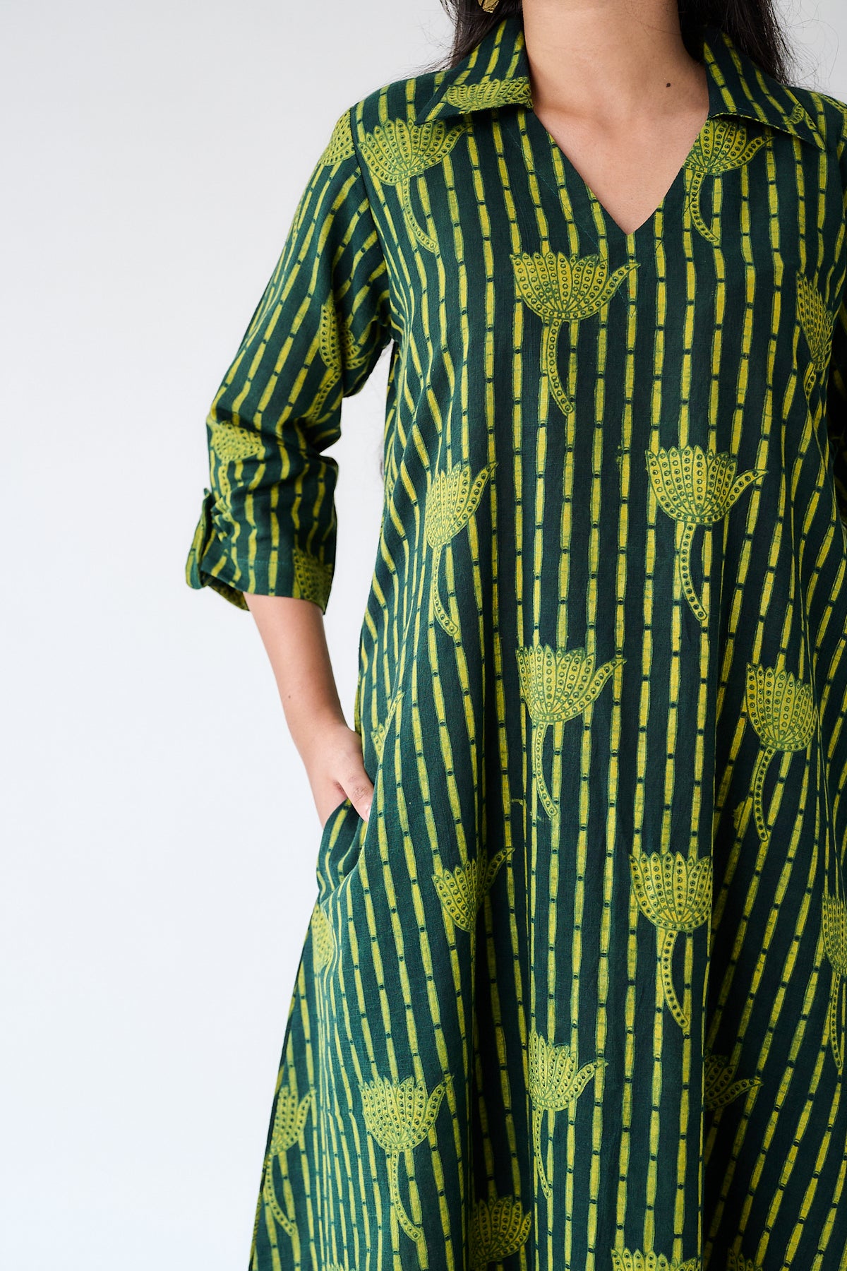 Zuleika Ajrakh Shirt Collar Dress