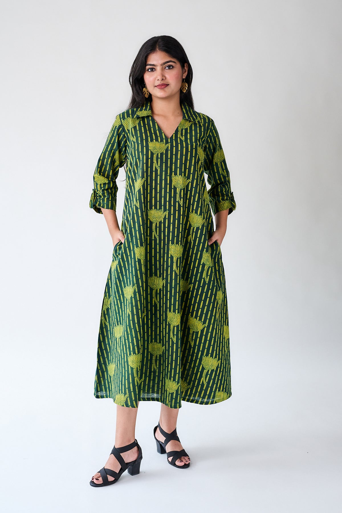 Zuleika Ajrakh Shirt Collar Dress