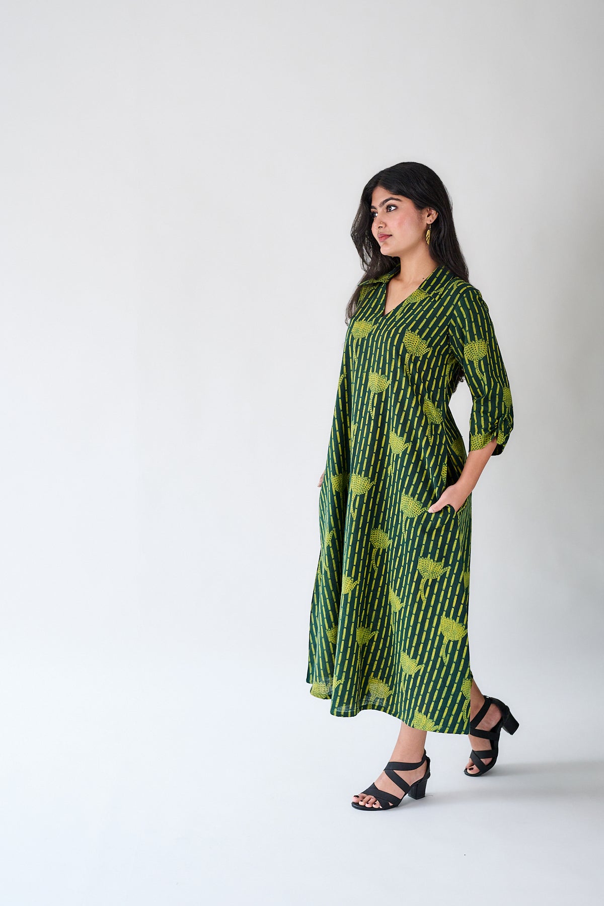 Zuleika Ajrakh Shirt Collar Dress