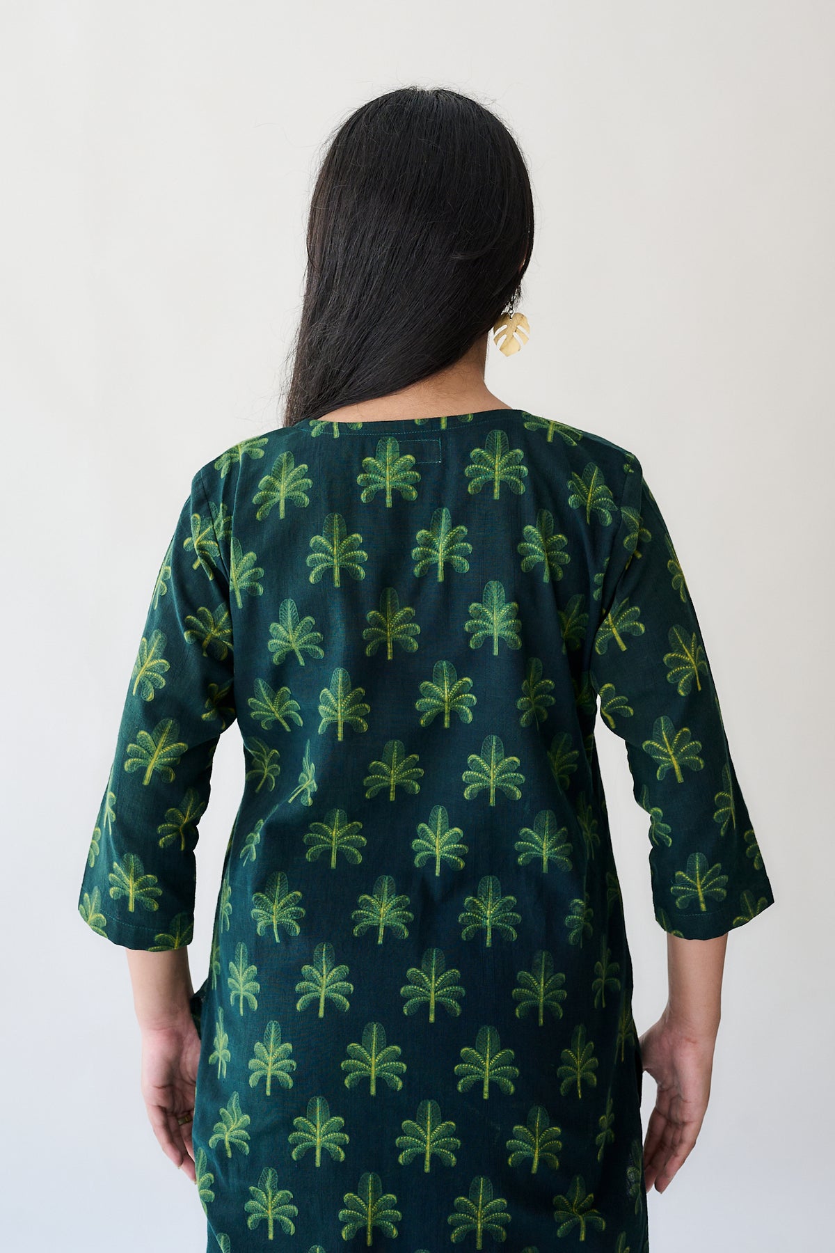 Azra Green Ajrakh Cotton Slub Kurta