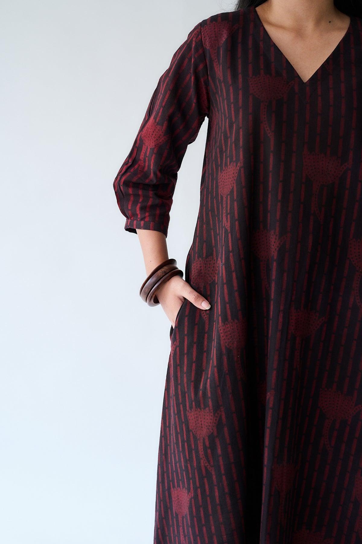 Zuleika Dark Wine Ajrakh Aline Dress