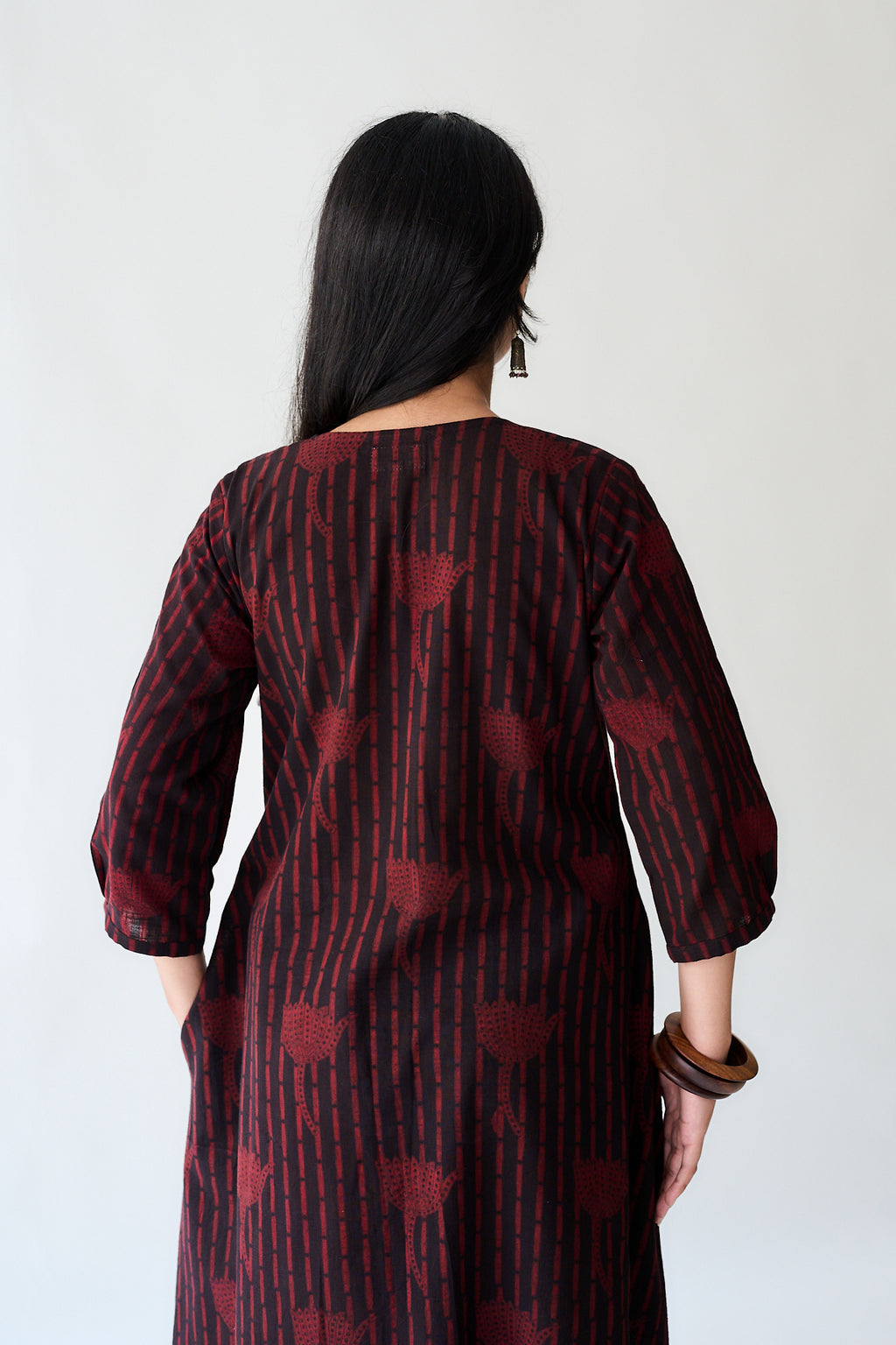 Zuleika Dark Wine Ajrakh Aline Dress