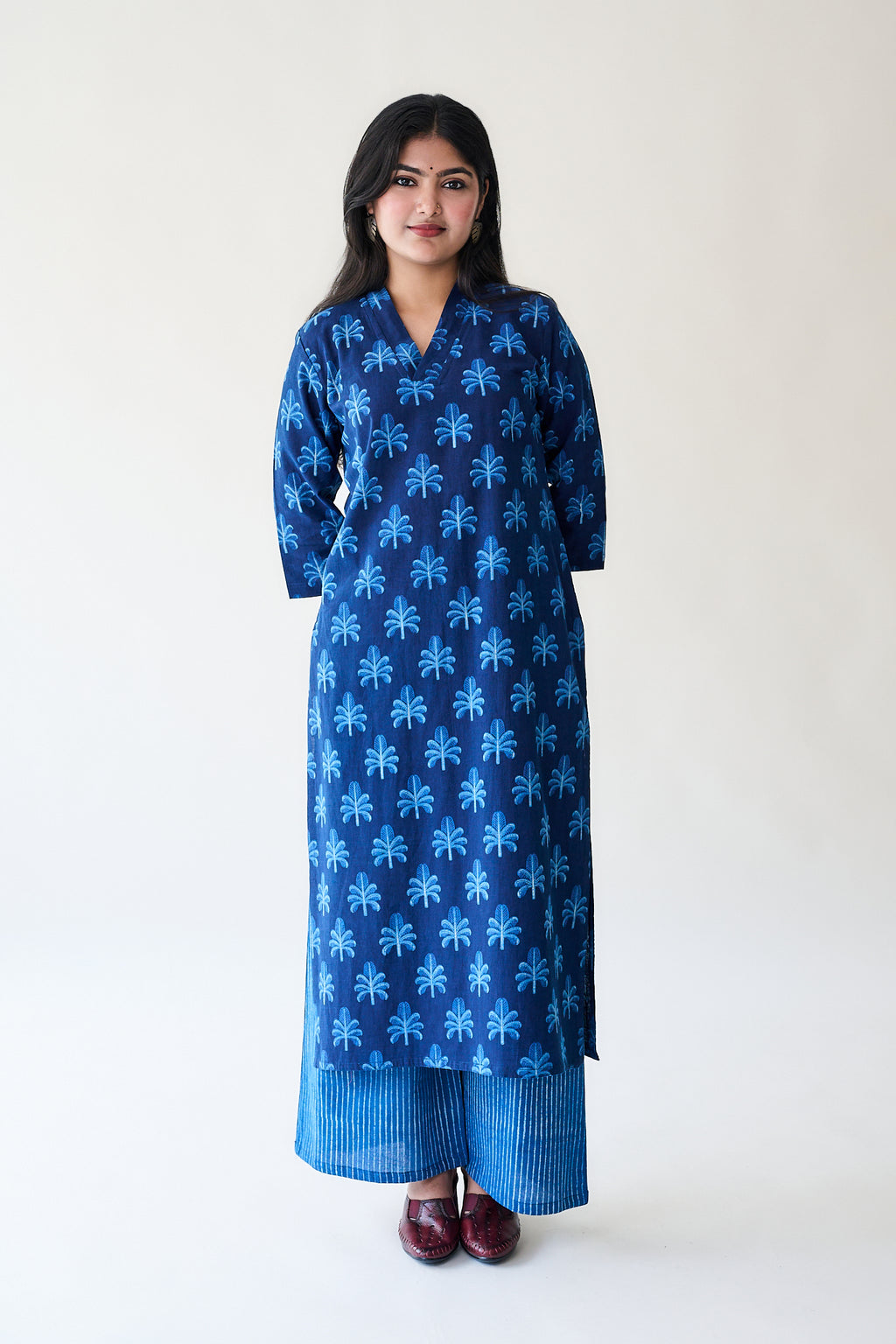 Azra Indigo Ajrakh Cotton Slub Kurta