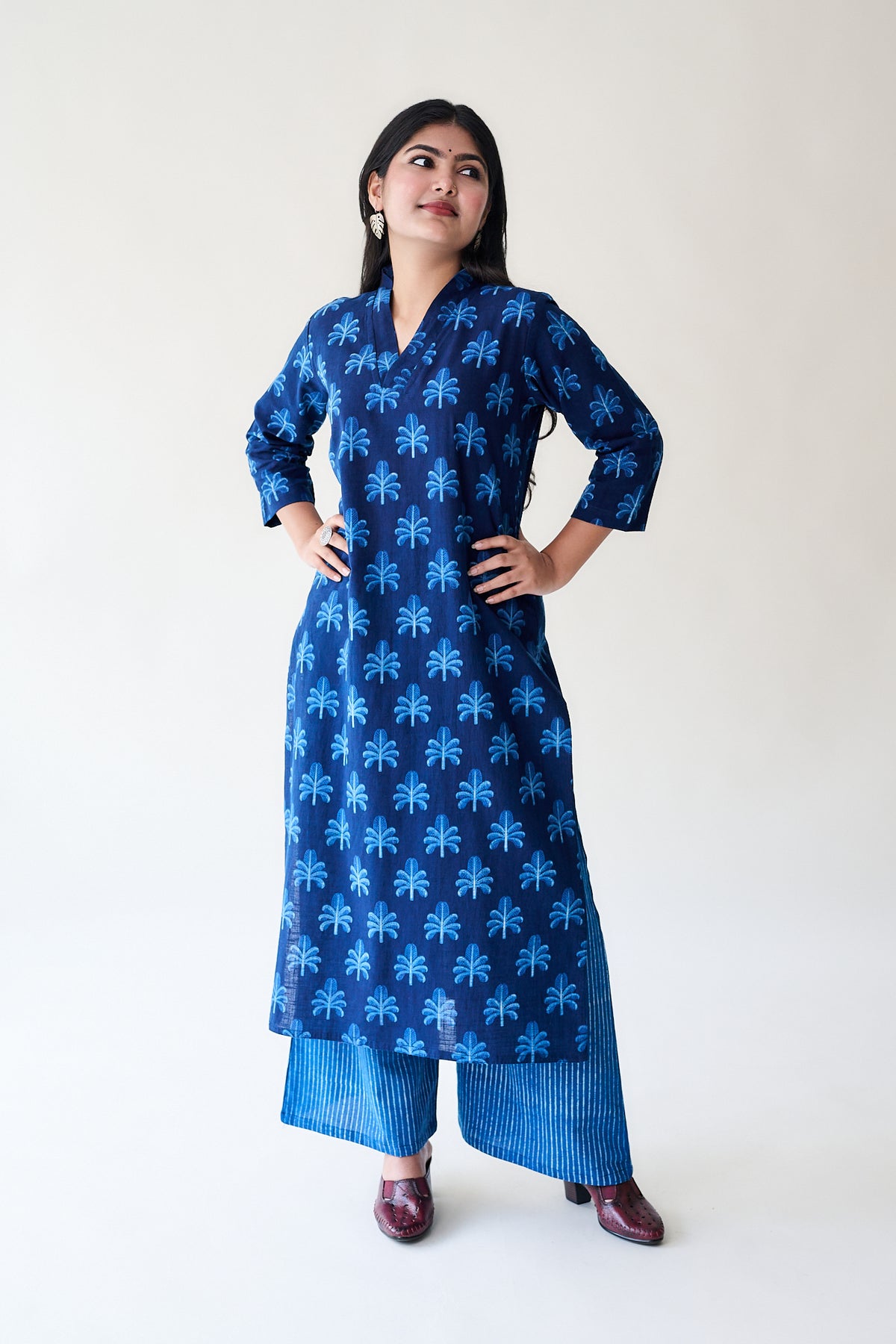 Azra Indigo Ajrakh Cotton Slub Kurta