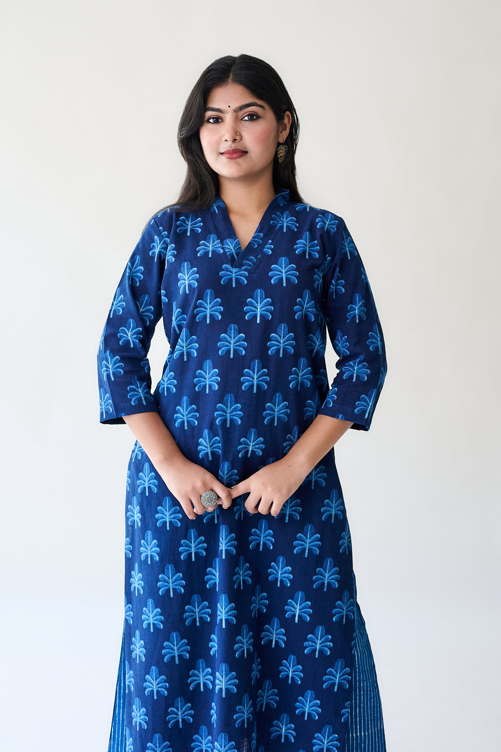 Azra Indigo Ajrakh Cotton Slub Kurta