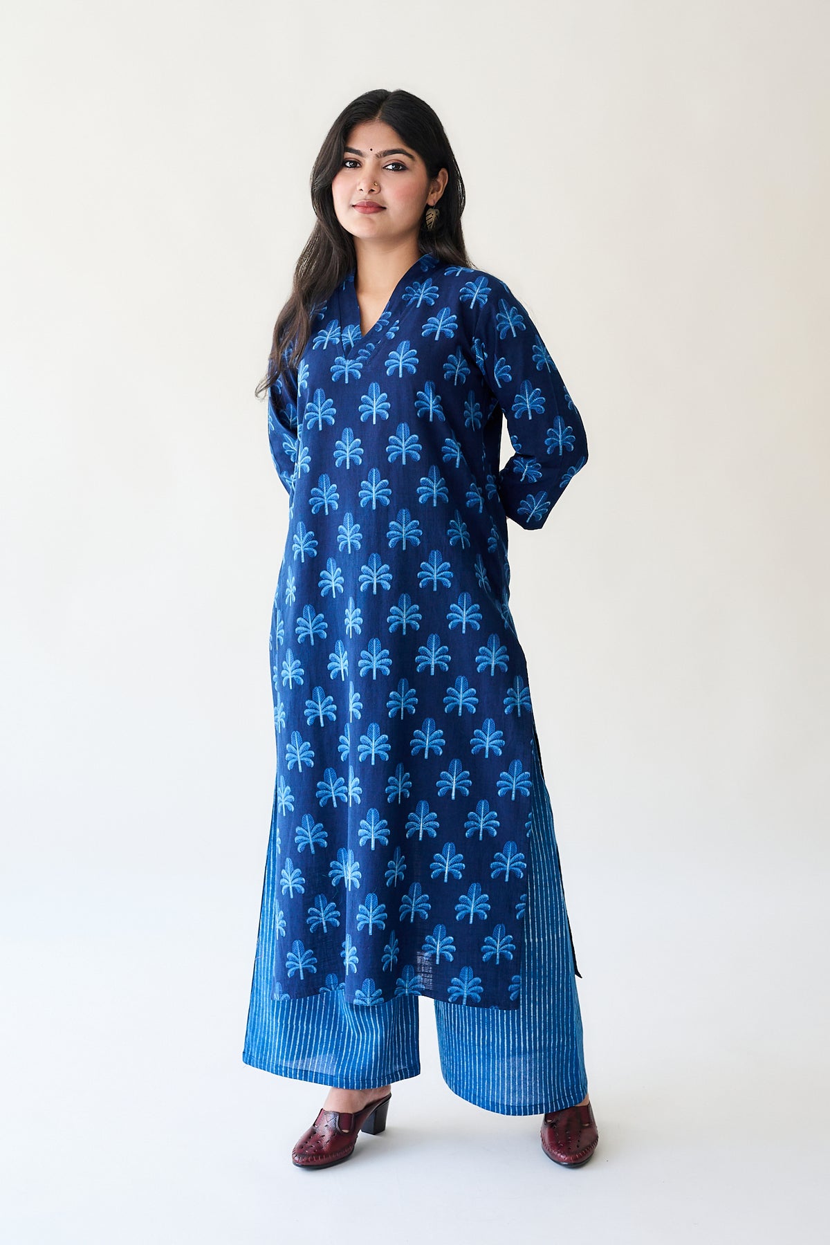 Azra Indigo Ajrakh Cotton Slub Kurta