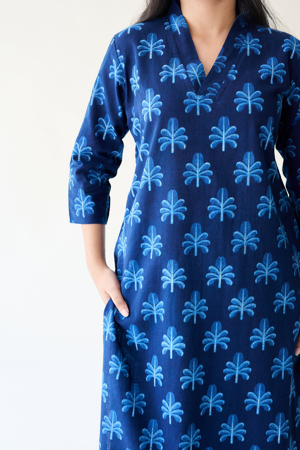 Azra Indigo Ajrakh Cotton Slub Kurta