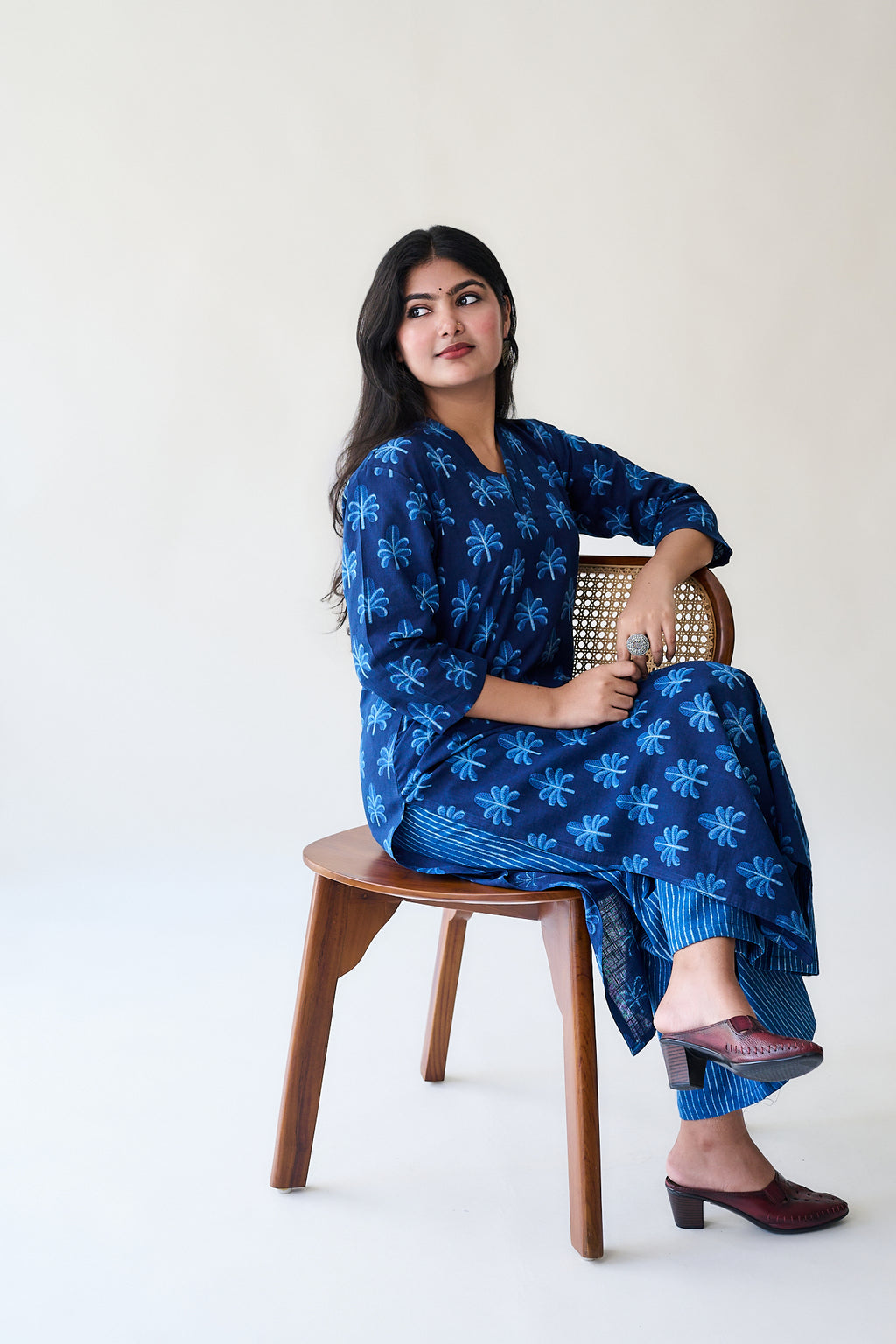 Azra Indigo Ajrakh Cotton Slub Kurta