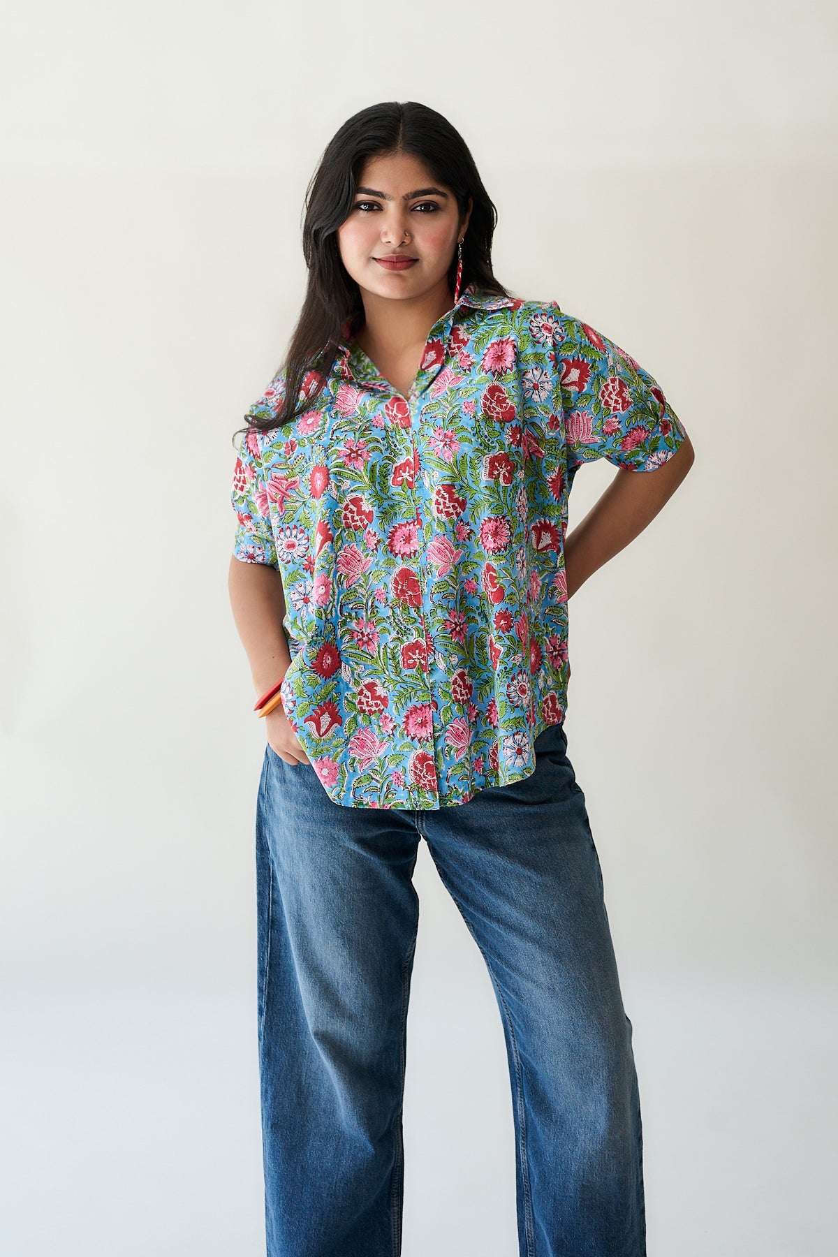 Alma Sanganeri Kaftan Short top