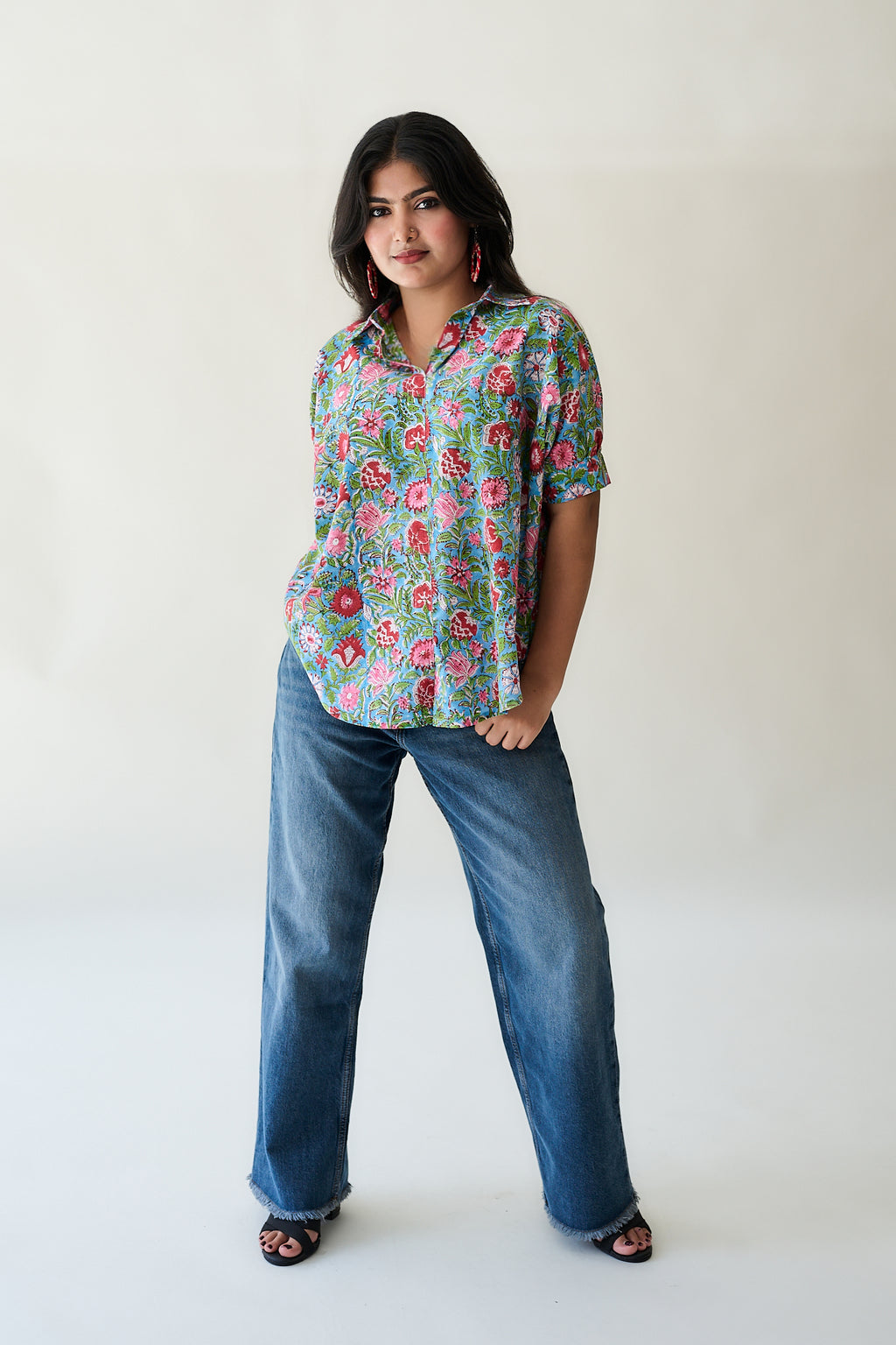 Alma Sanganeri Kaftan Short top