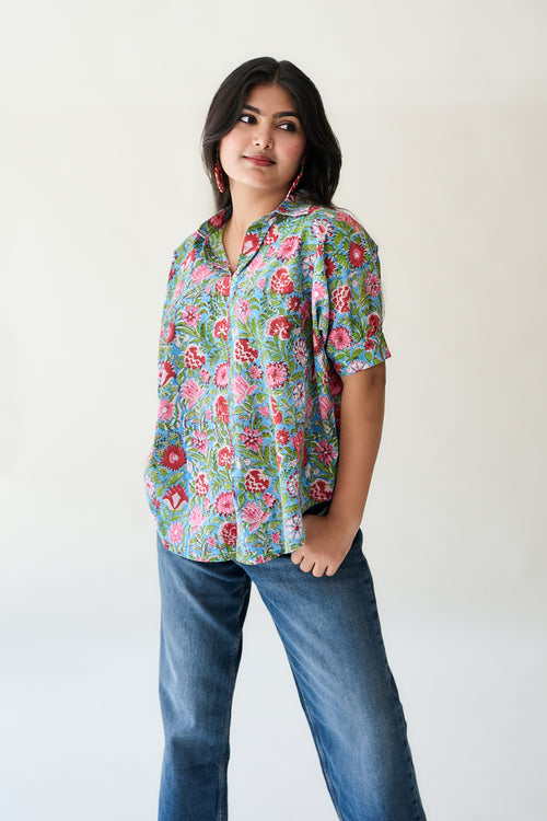 Alma Sanganeri Kaftan Short top