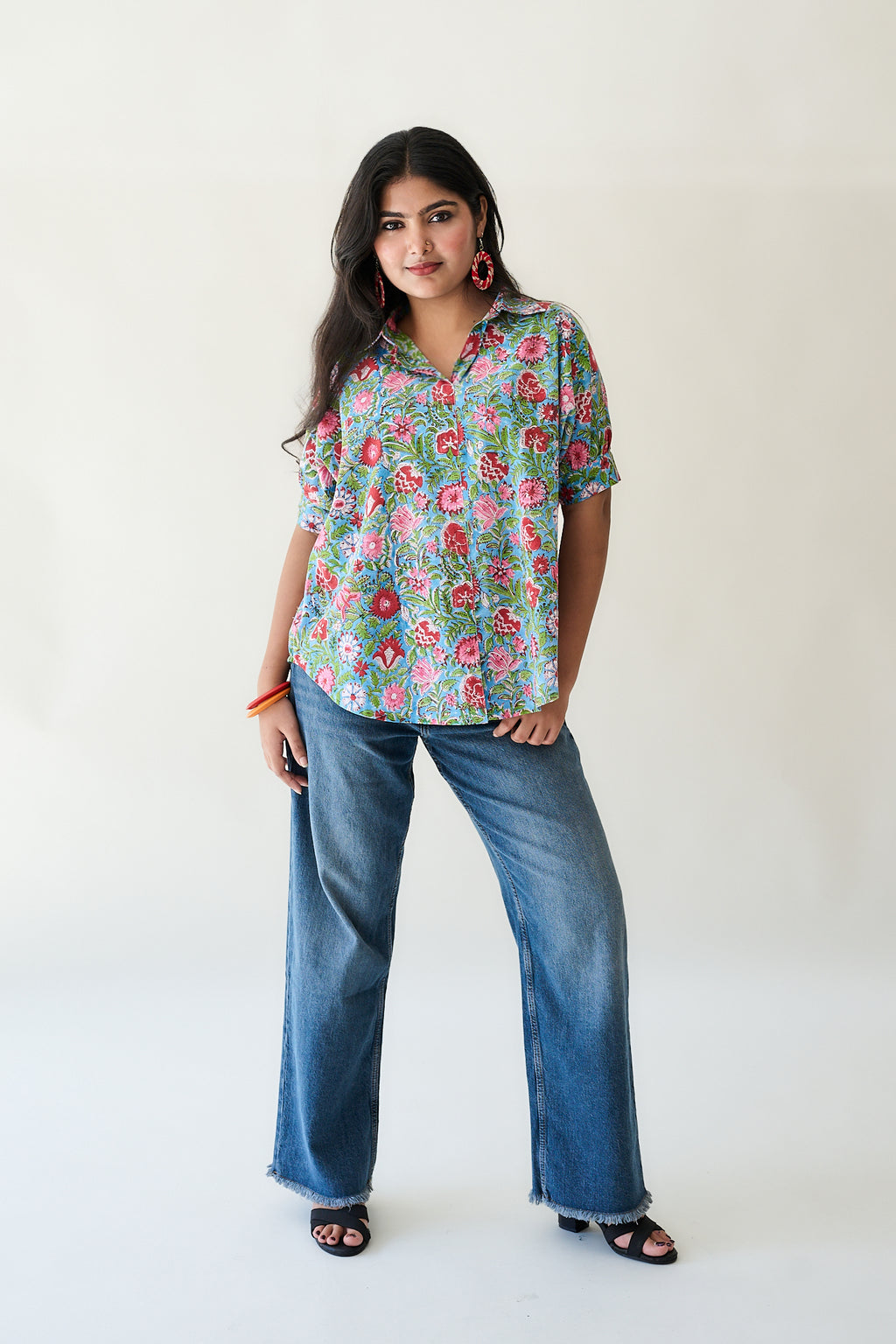 Alma Sanganeri Kaftan Short top