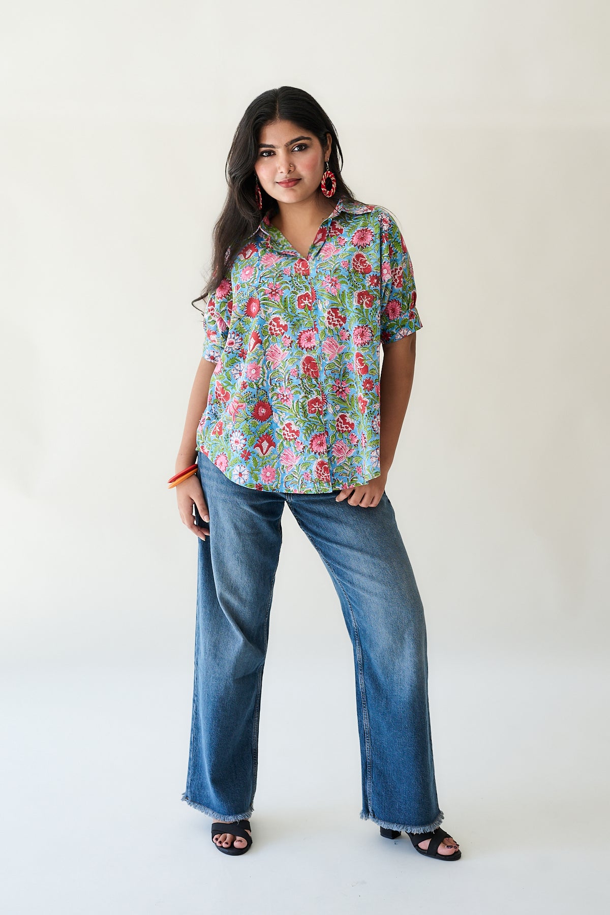 Alma Sanganeri Kaftan Short top