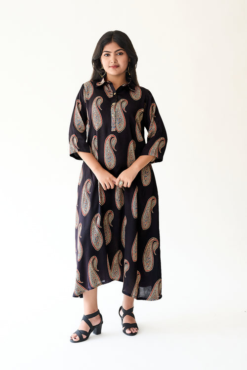 Naqsh Black Modal Ajrakh Dress