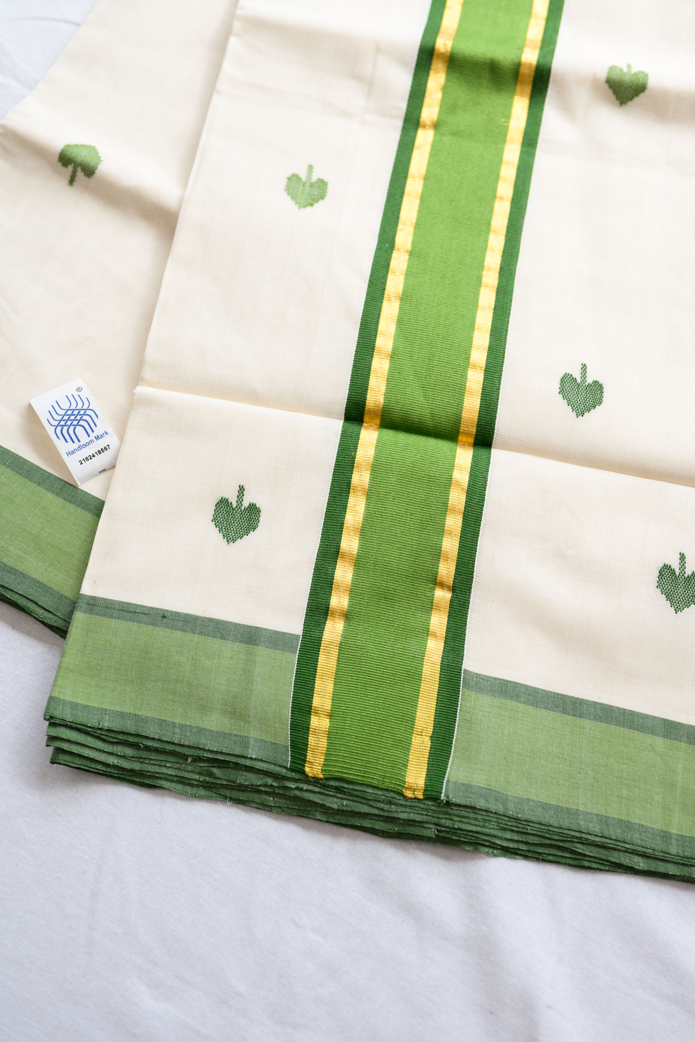 Green Kara and Butas Balaramapuram Handloom Saree with Ajrakh Blouse