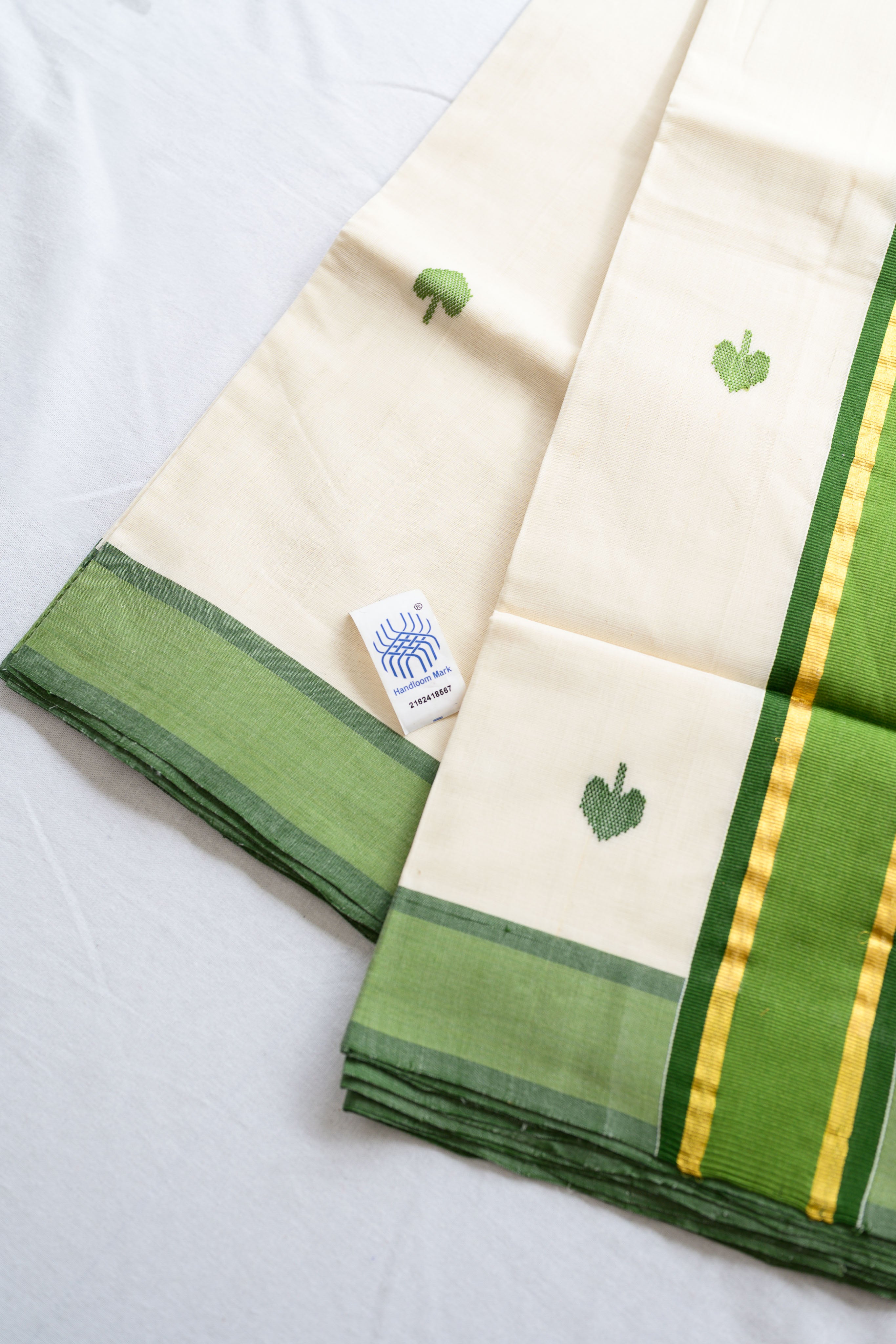 Green Kara and Butas Balaramapuram Handloom Saree with Ajrakh Blouse