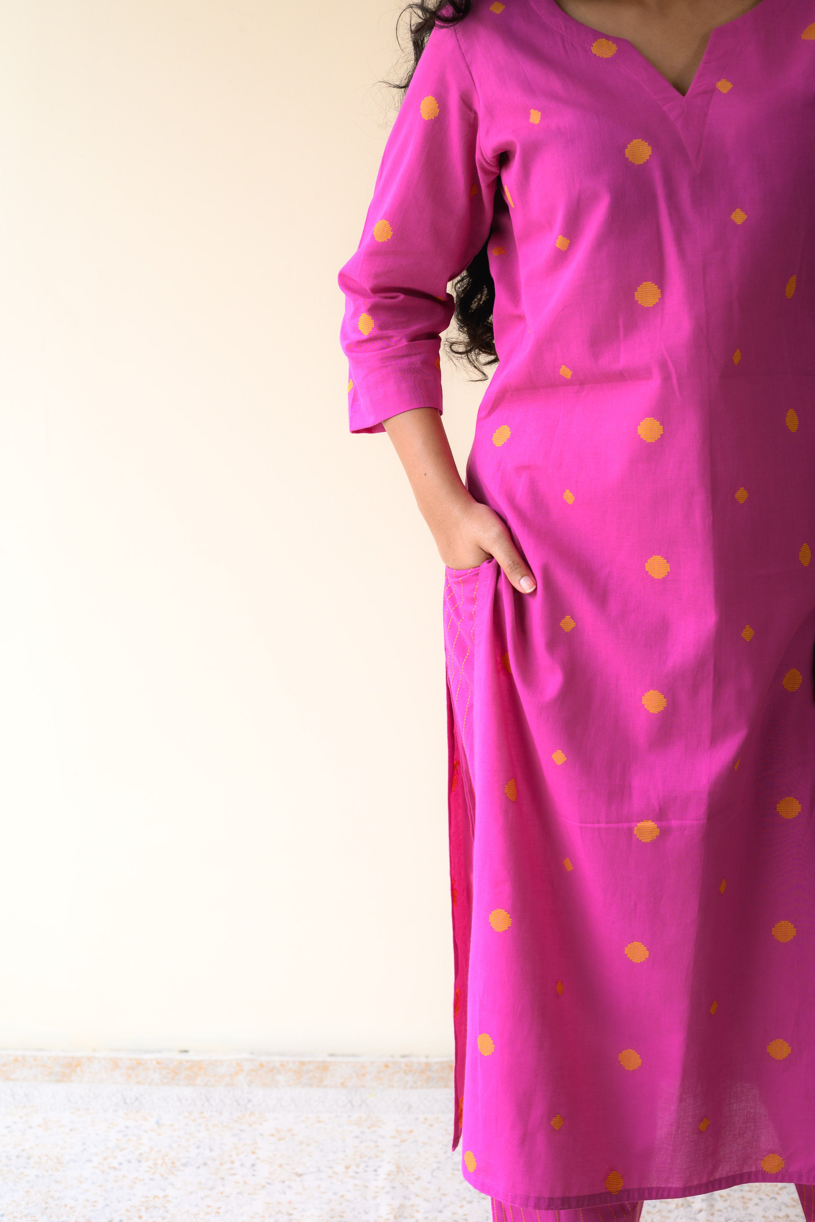 Set of 2- Inara Pink South Cotton Kurta & Pants Set