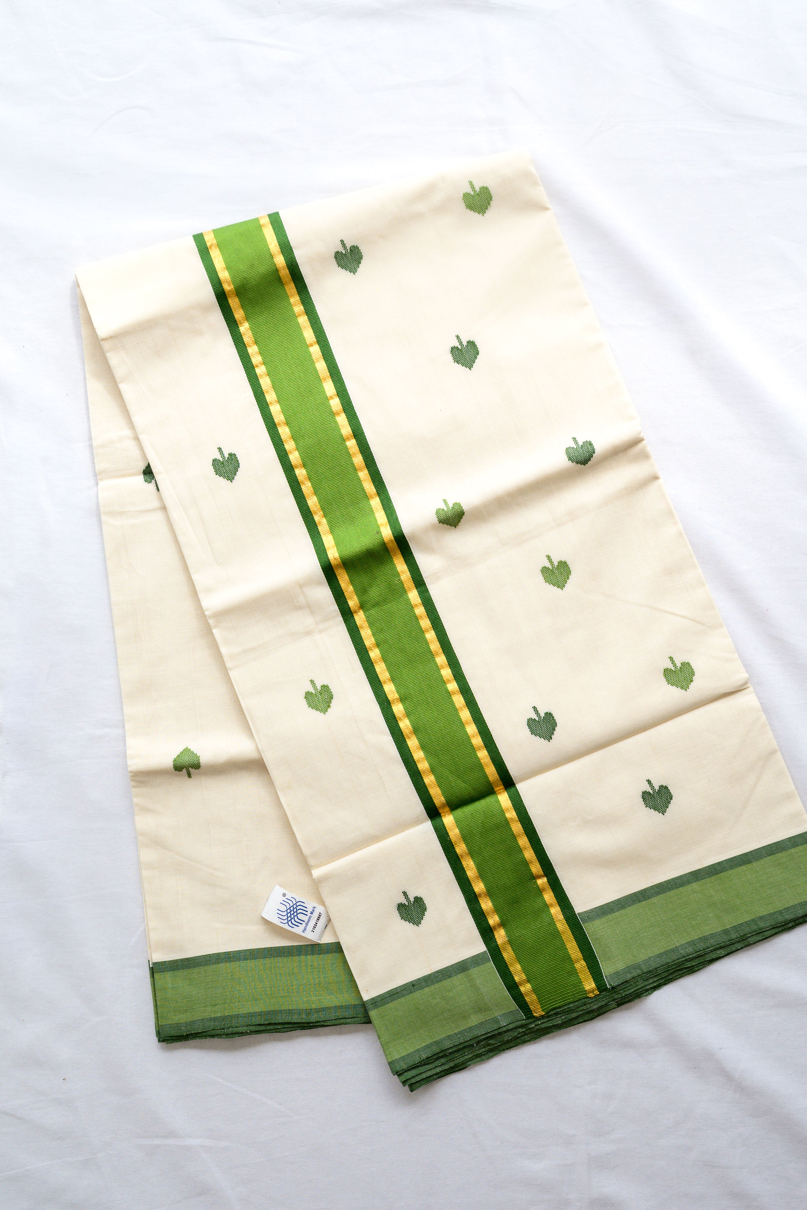 Green Kara and Butas Balaramapuram Handloom Saree with Ajrakh Blouse